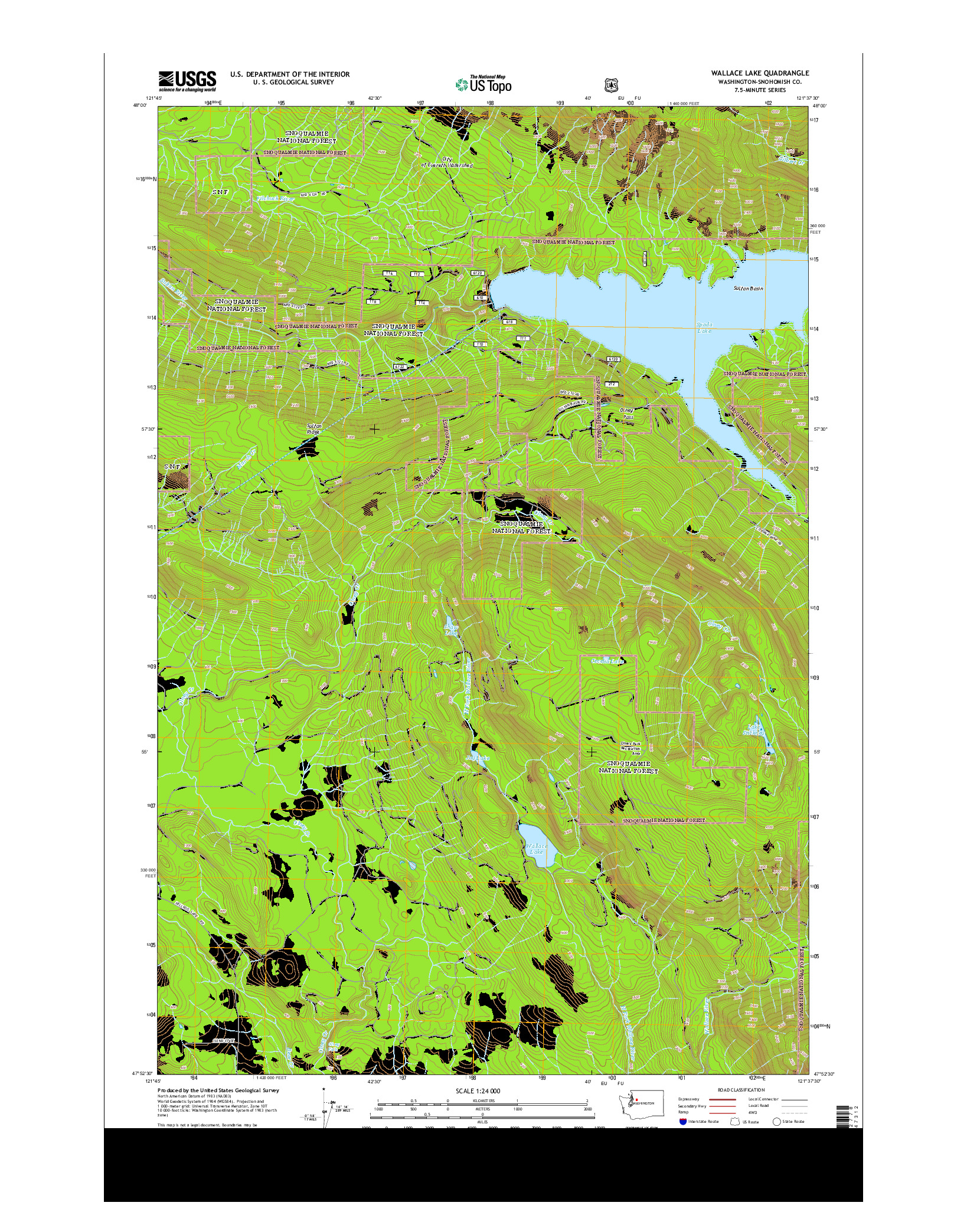USGS US TOPO 7.5-MINUTE MAP FOR WALLACE LAKE, WA 2014