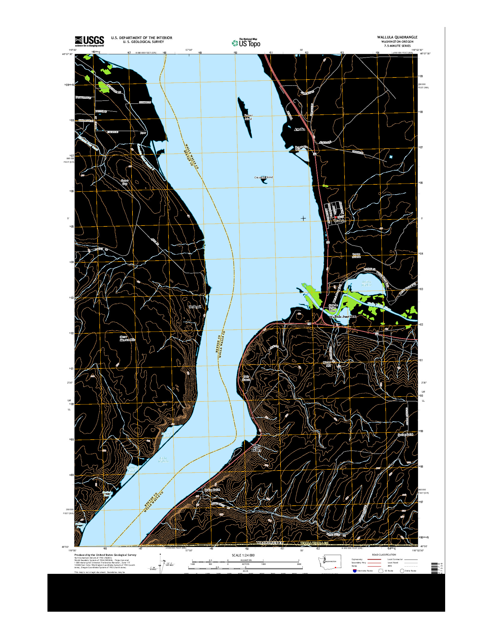 USGS US TOPO 7.5-MINUTE MAP FOR WALLULA, WA-OR 2014