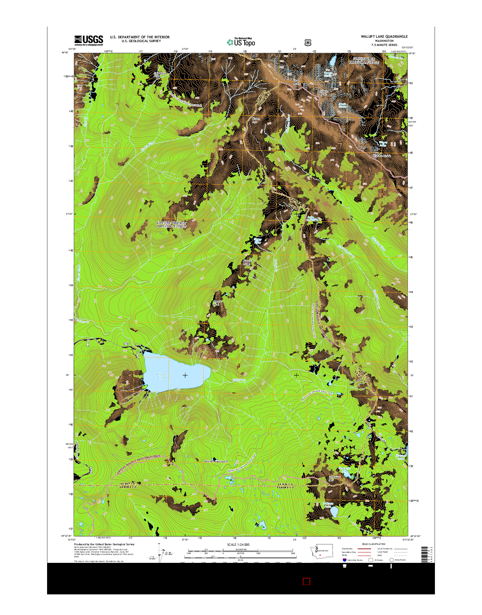 USGS US TOPO 7.5-MINUTE MAP FOR WALUPT LAKE, WA 2014