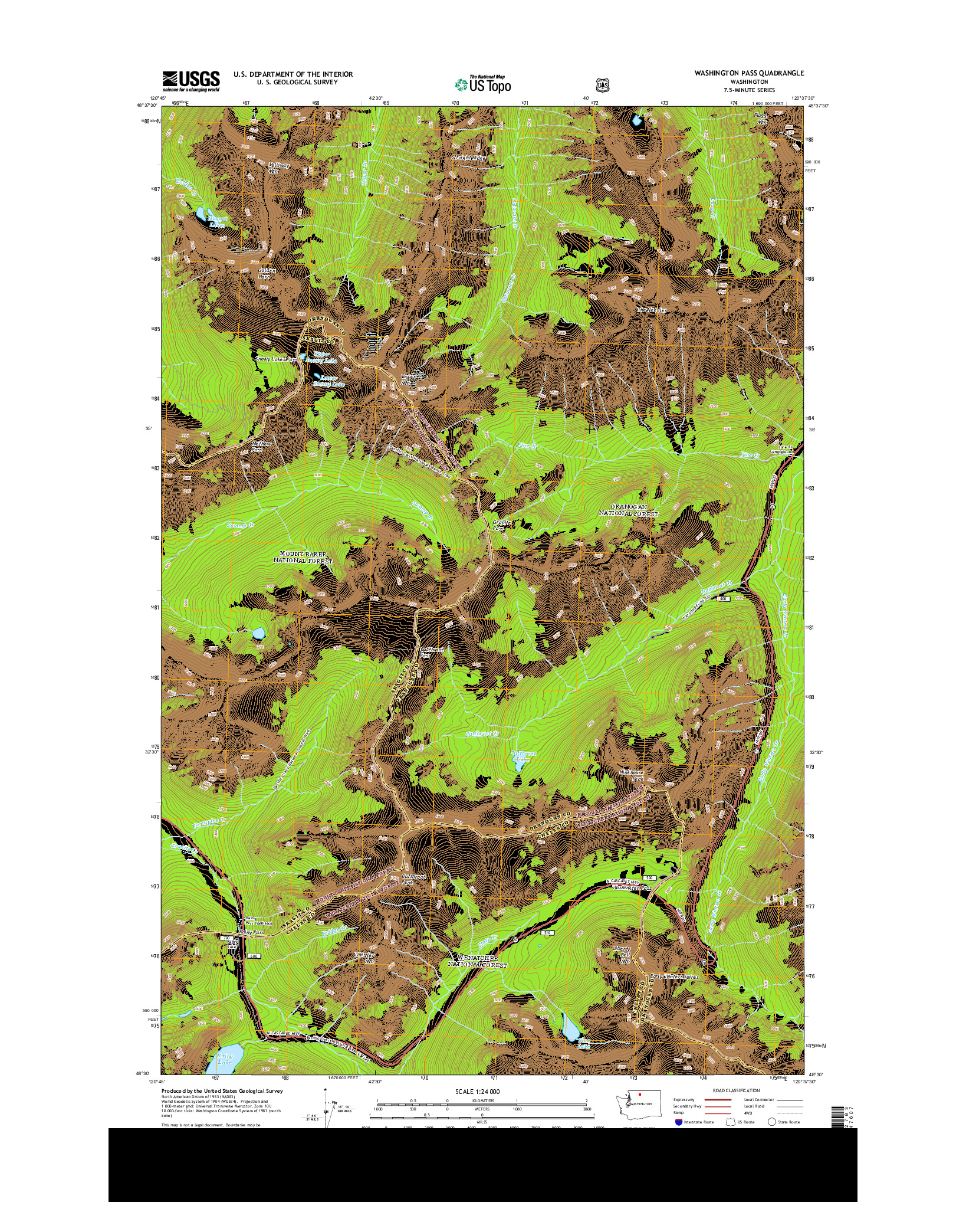 USGS US TOPO 7.5-MINUTE MAP FOR WASHINGTON PASS, WA 2014