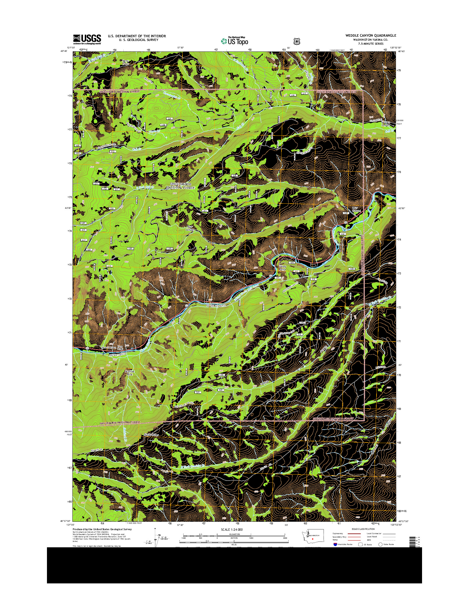 USGS US TOPO 7.5-MINUTE MAP FOR WEDDLE CANYON, WA 2014