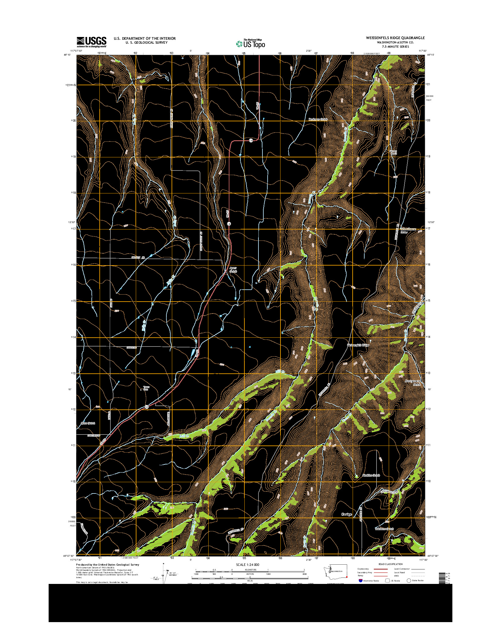 USGS US TOPO 7.5-MINUTE MAP FOR WEISSENFELS RIDGE, WA 2014