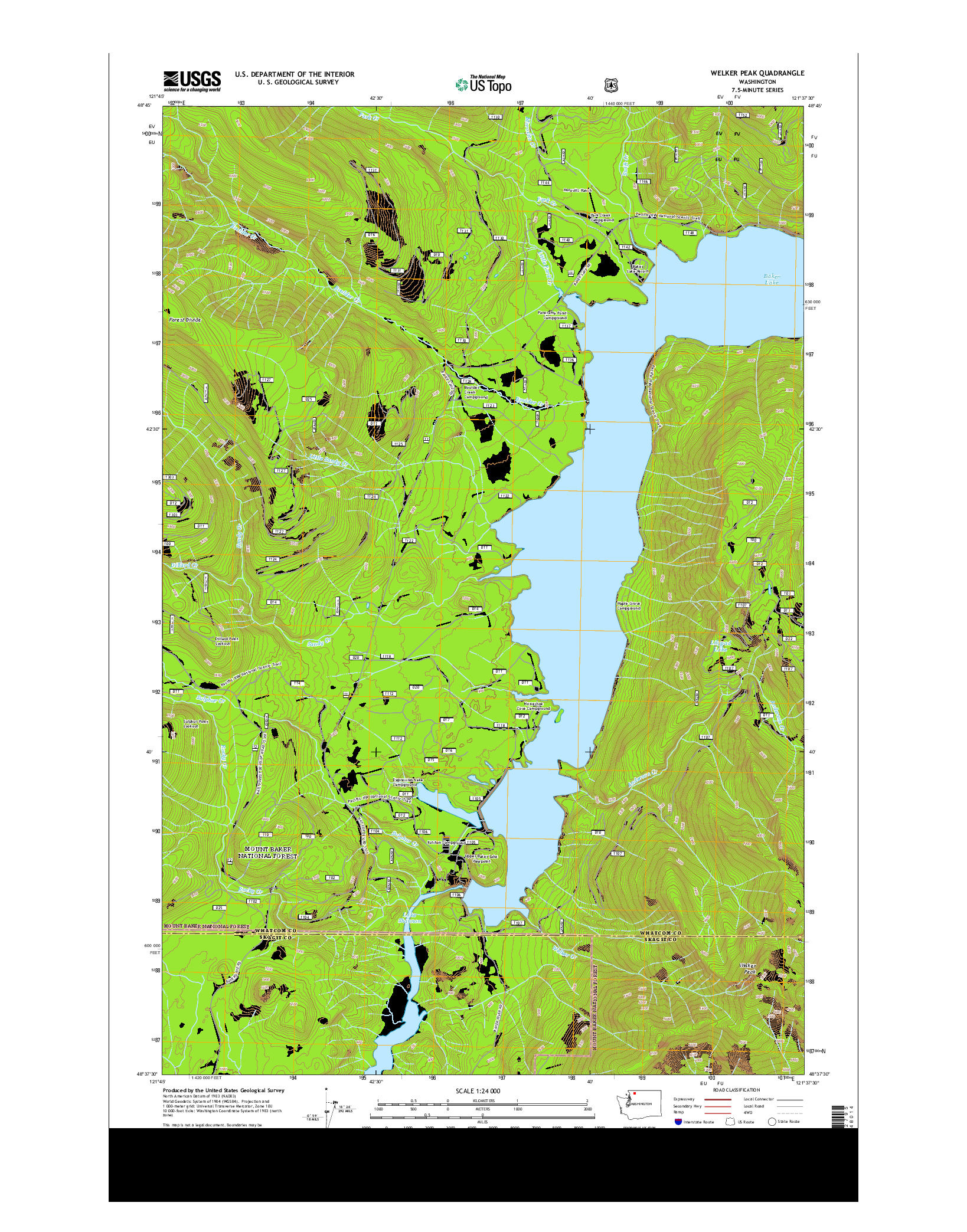 USGS US TOPO 7.5-MINUTE MAP FOR WELKER PEAK, WA 2014