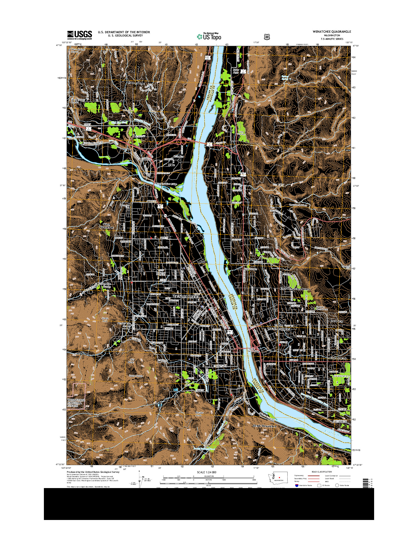 USGS US TOPO 7.5-MINUTE MAP FOR WENATCHEE, WA 2014