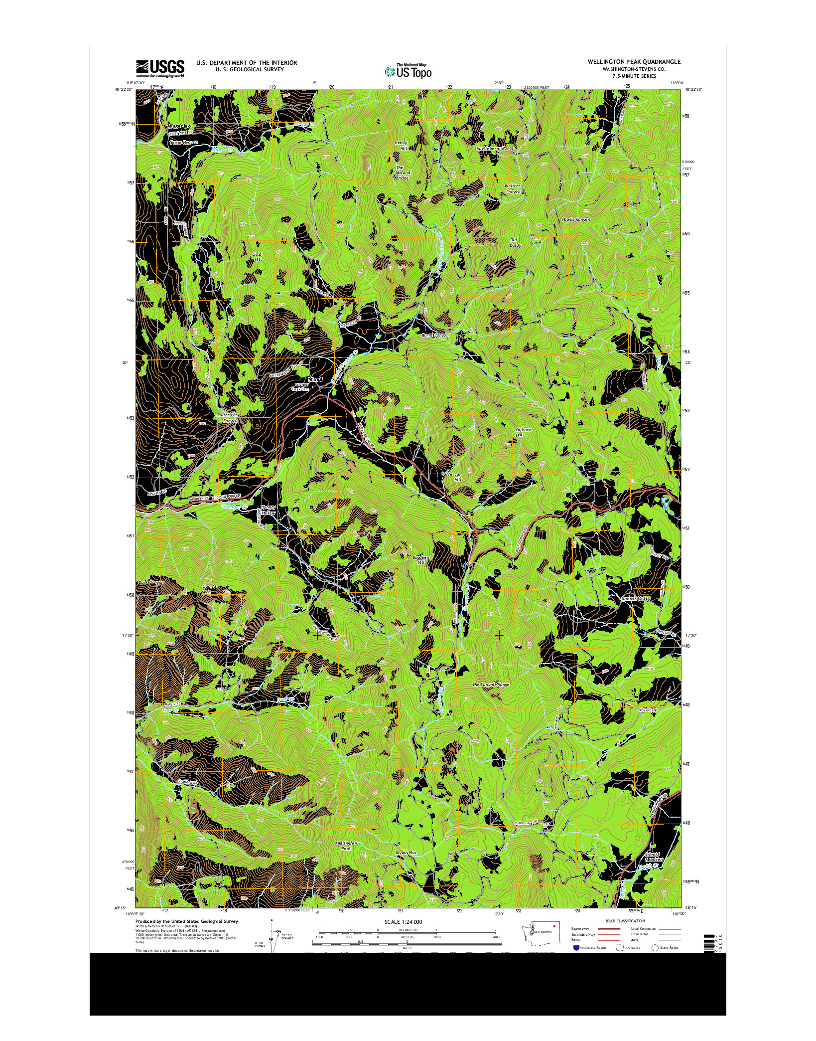 USGS US TOPO 7.5-MINUTE MAP FOR WELLINGTON PEAK, WA 2014