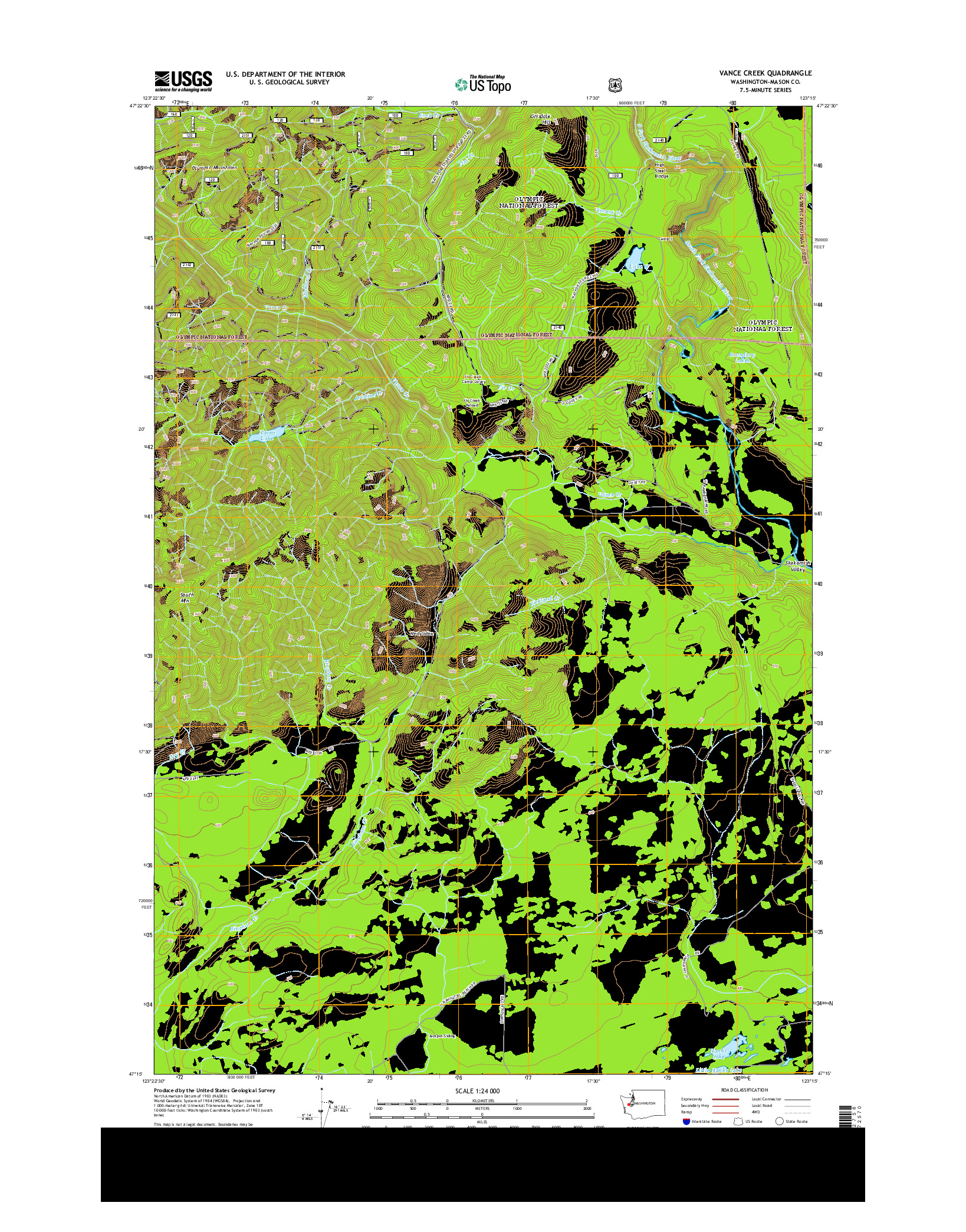 USGS US TOPO 7.5-MINUTE MAP FOR VANCE CREEK, WA 2014