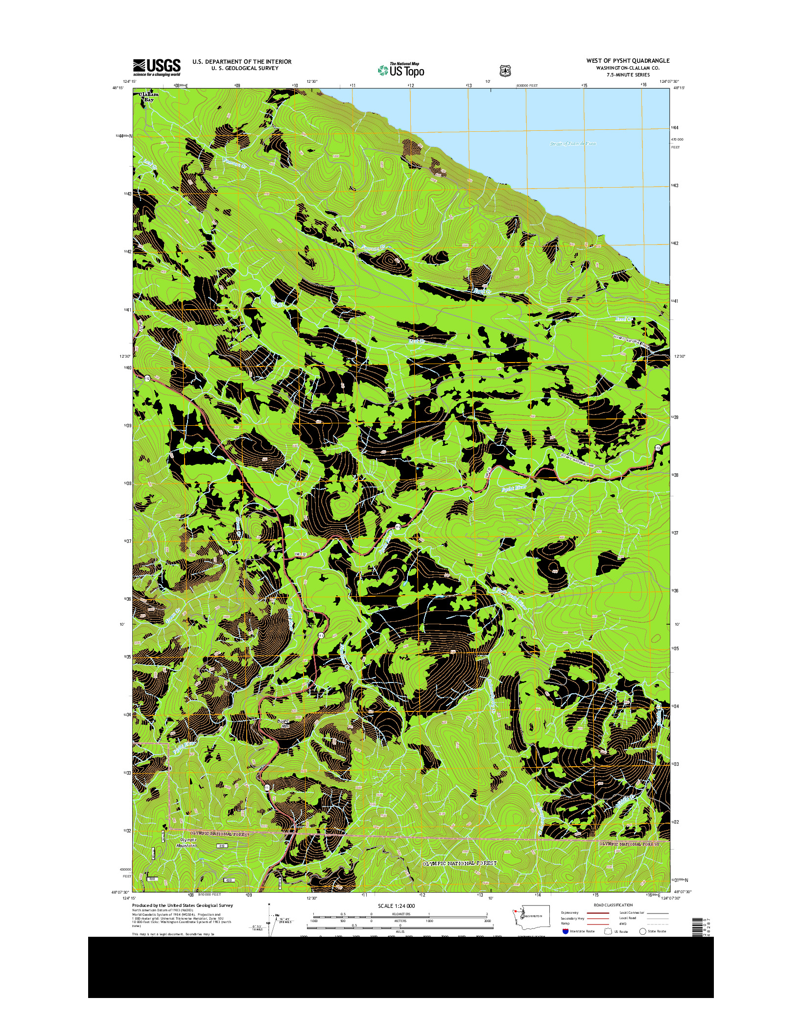 USGS US TOPO 7.5-MINUTE MAP FOR WEST OF PYSHT, WA 2014