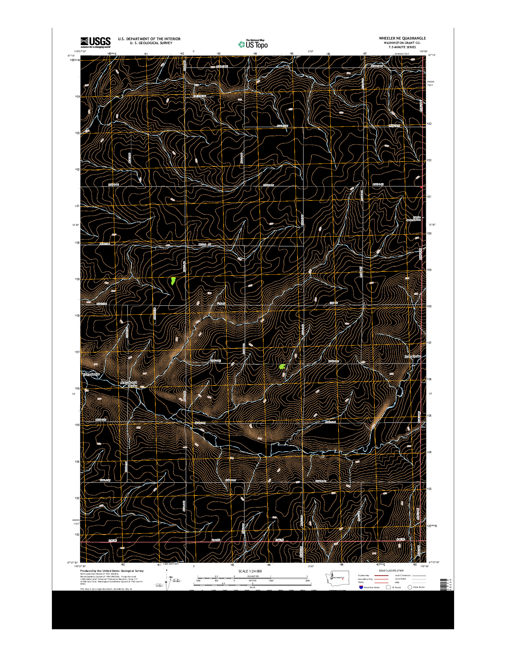 USGS US TOPO 7.5-MINUTE MAP FOR WHEELER NE, WA 2014