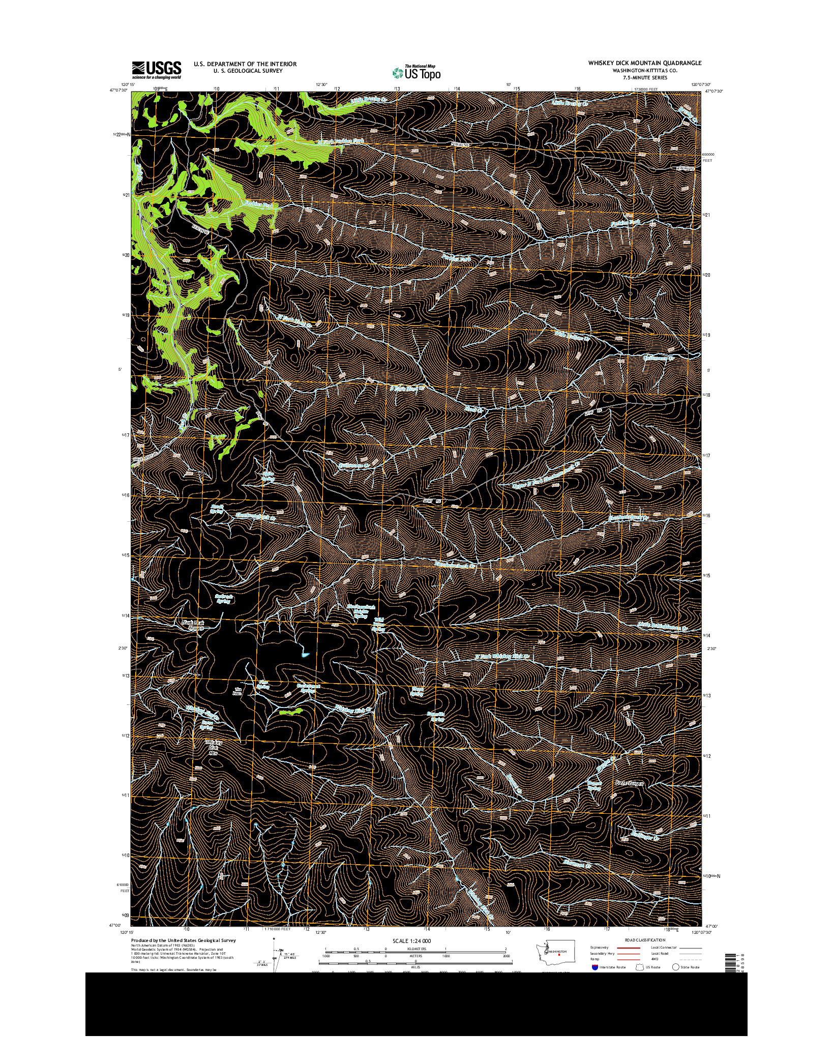 USGS US TOPO 7.5-MINUTE MAP FOR WHISKEY DICK MOUNTAIN, WA 2014