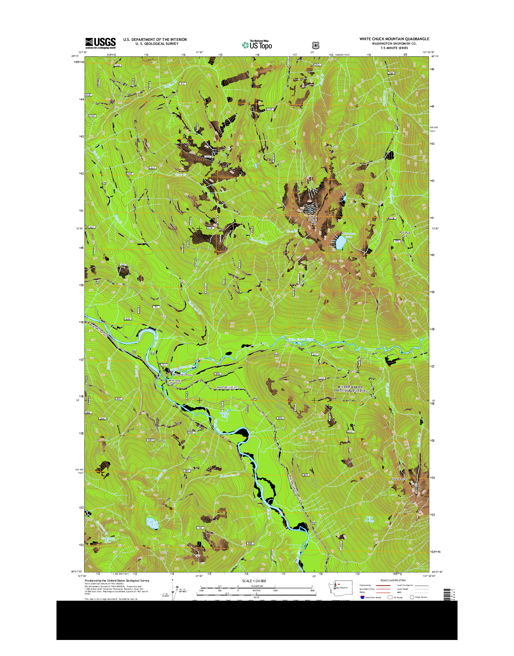 USGS US TOPO 7.5-MINUTE MAP FOR WHITE CHUCK MOUNTAIN, WA 2014