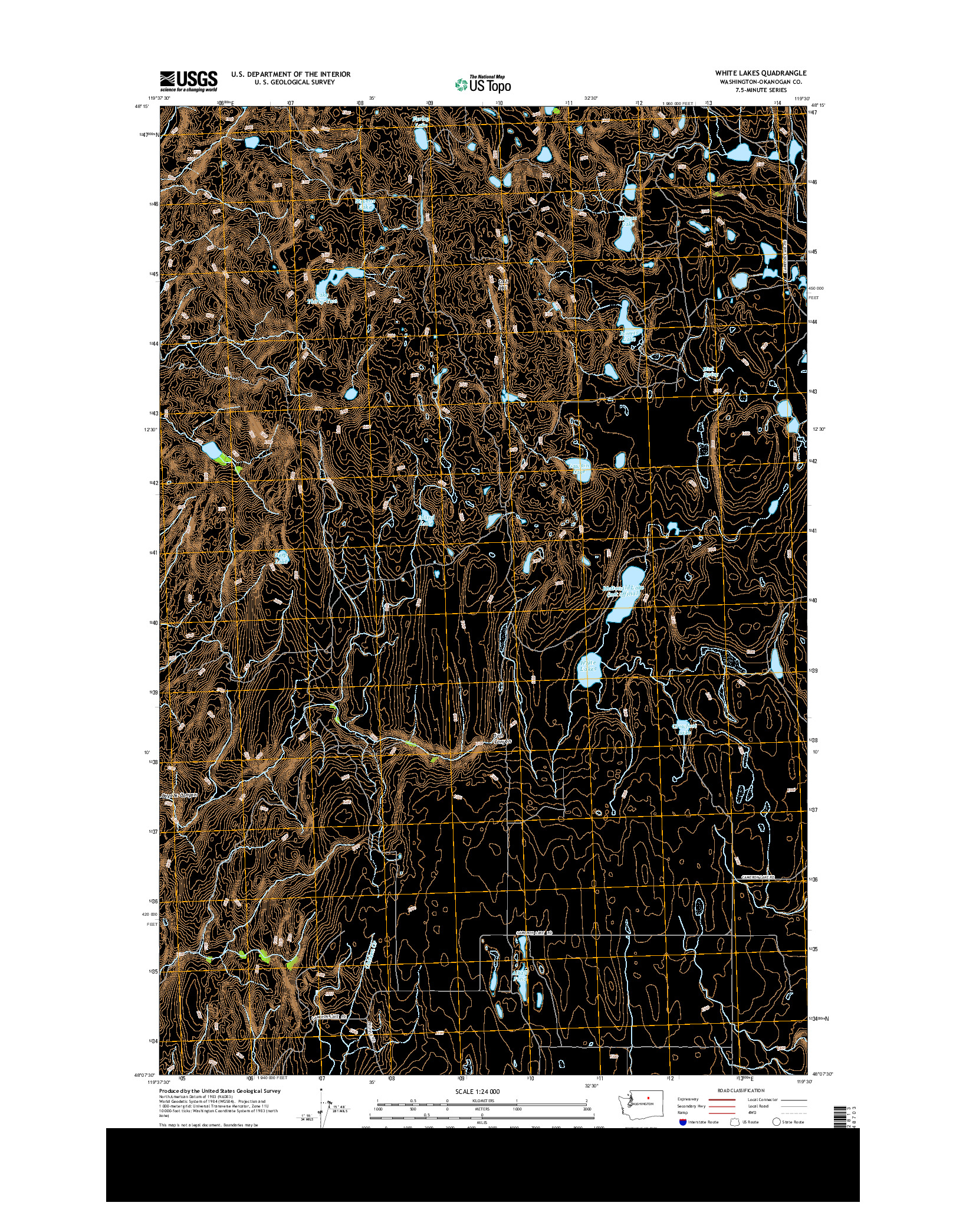 USGS US TOPO 7.5-MINUTE MAP FOR WHITE LAKES, WA 2014