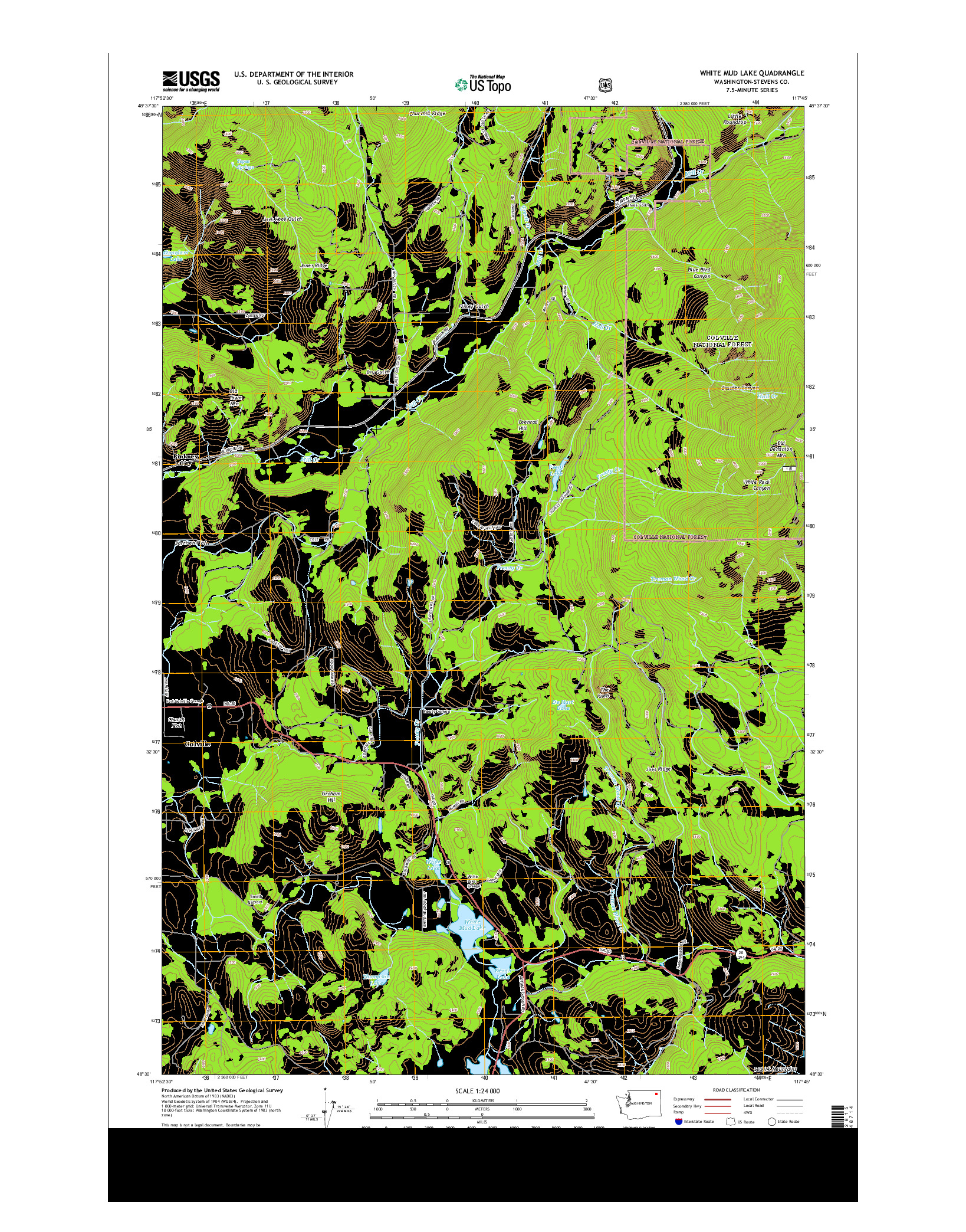 USGS US TOPO 7.5-MINUTE MAP FOR WHITE MUD LAKE, WA 2014
