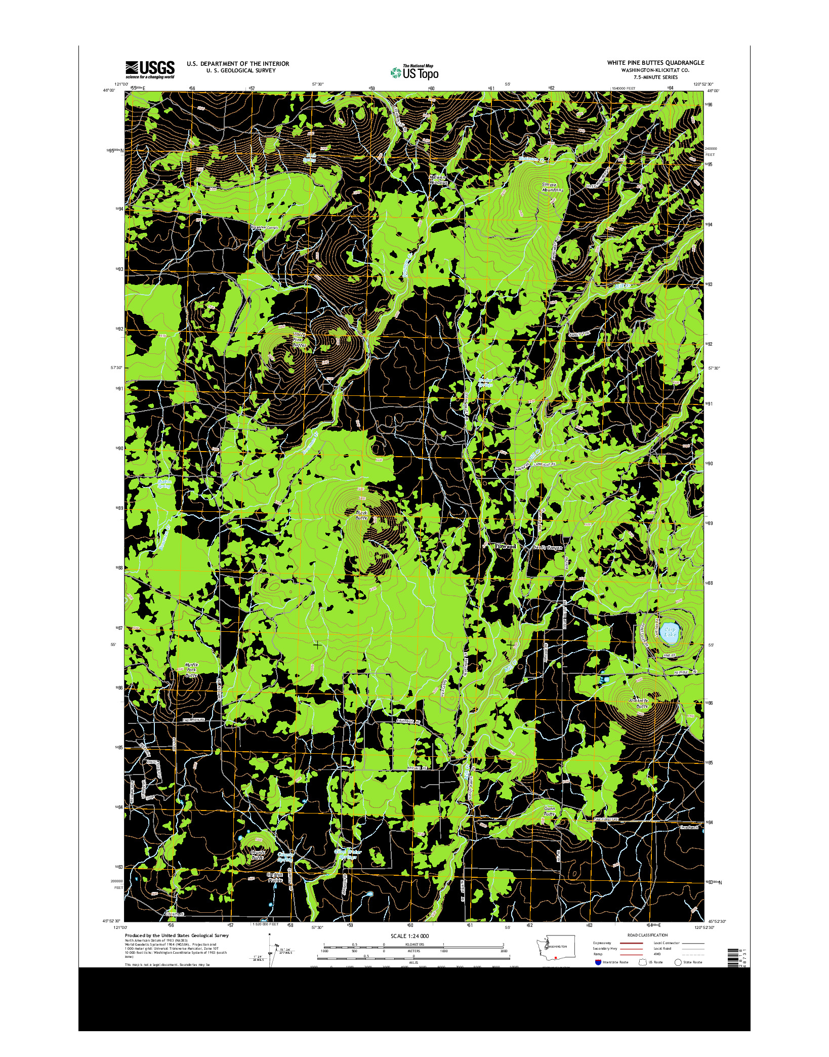 USGS US TOPO 7.5-MINUTE MAP FOR WHITE PINE BUTTES, WA 2014