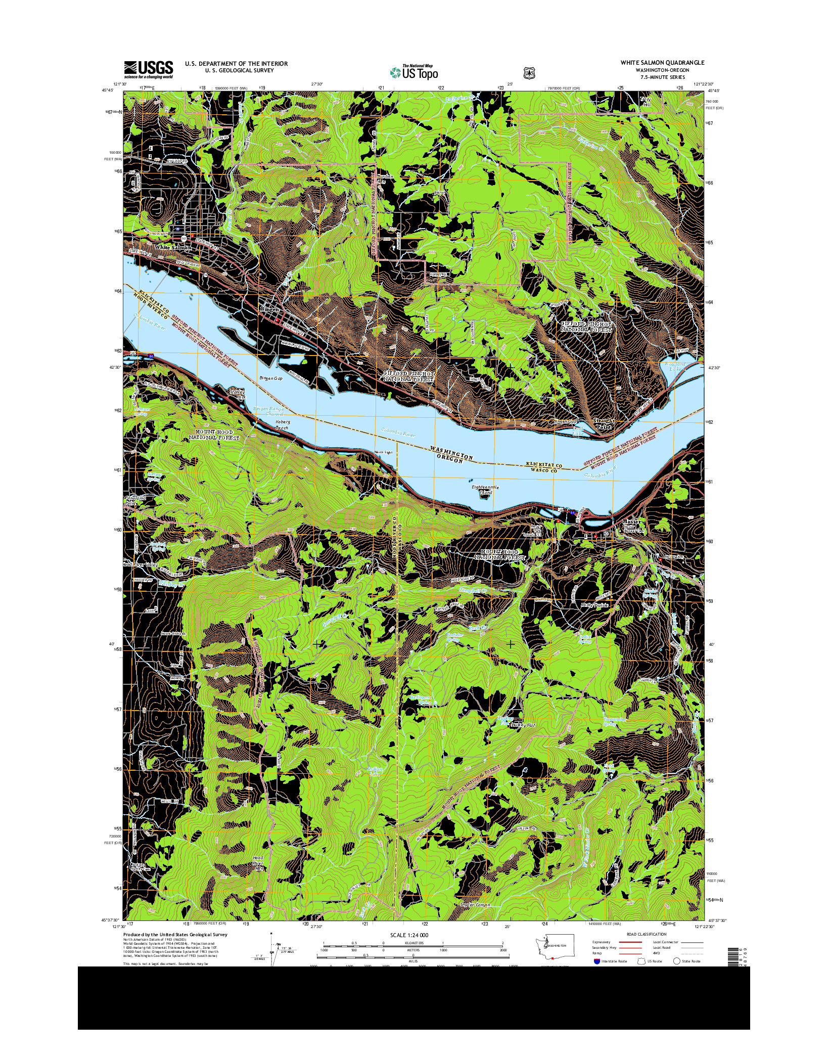 USGS US TOPO 7.5-MINUTE MAP FOR WHITE SALMON, WA-OR 2014