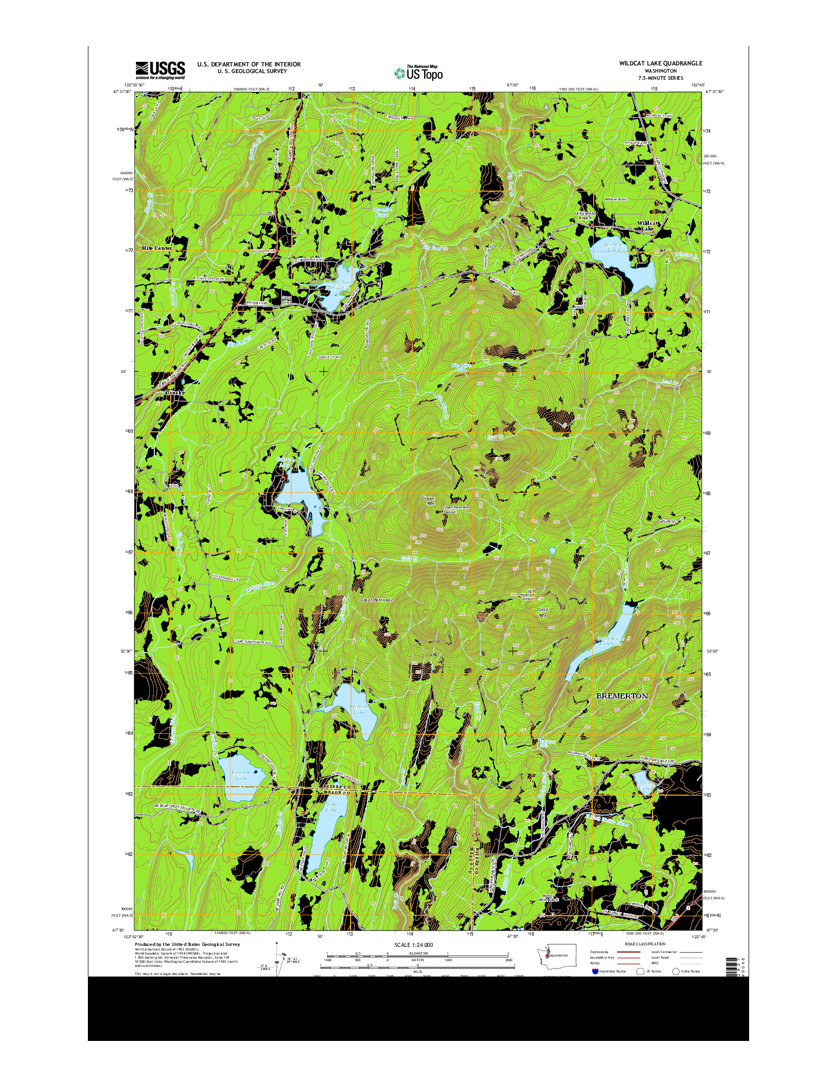 USGS US TOPO 7.5-MINUTE MAP FOR WILDCAT LAKE, WA 2014