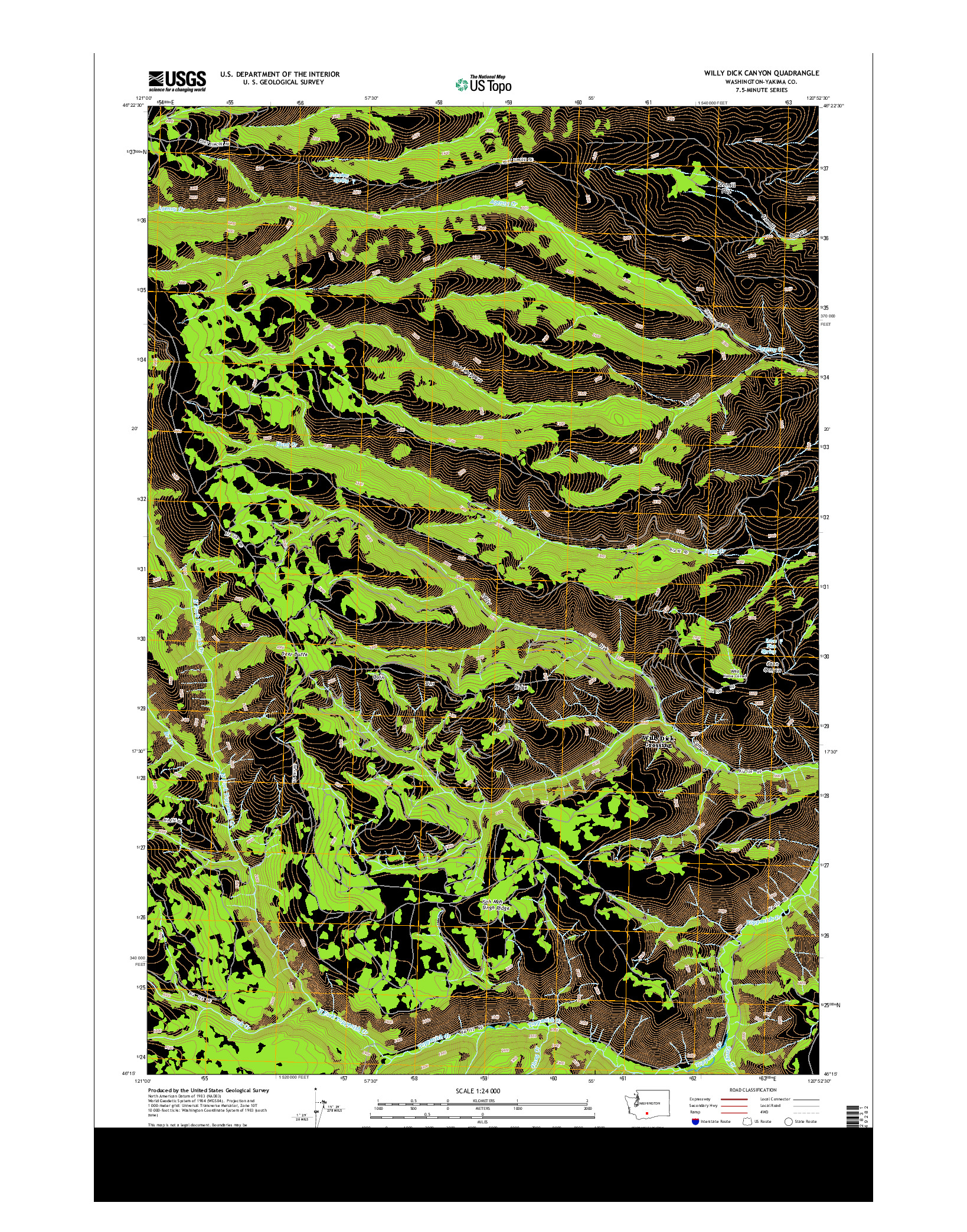 USGS US TOPO 7.5-MINUTE MAP FOR WILLY DICK CANYON, WA 2014