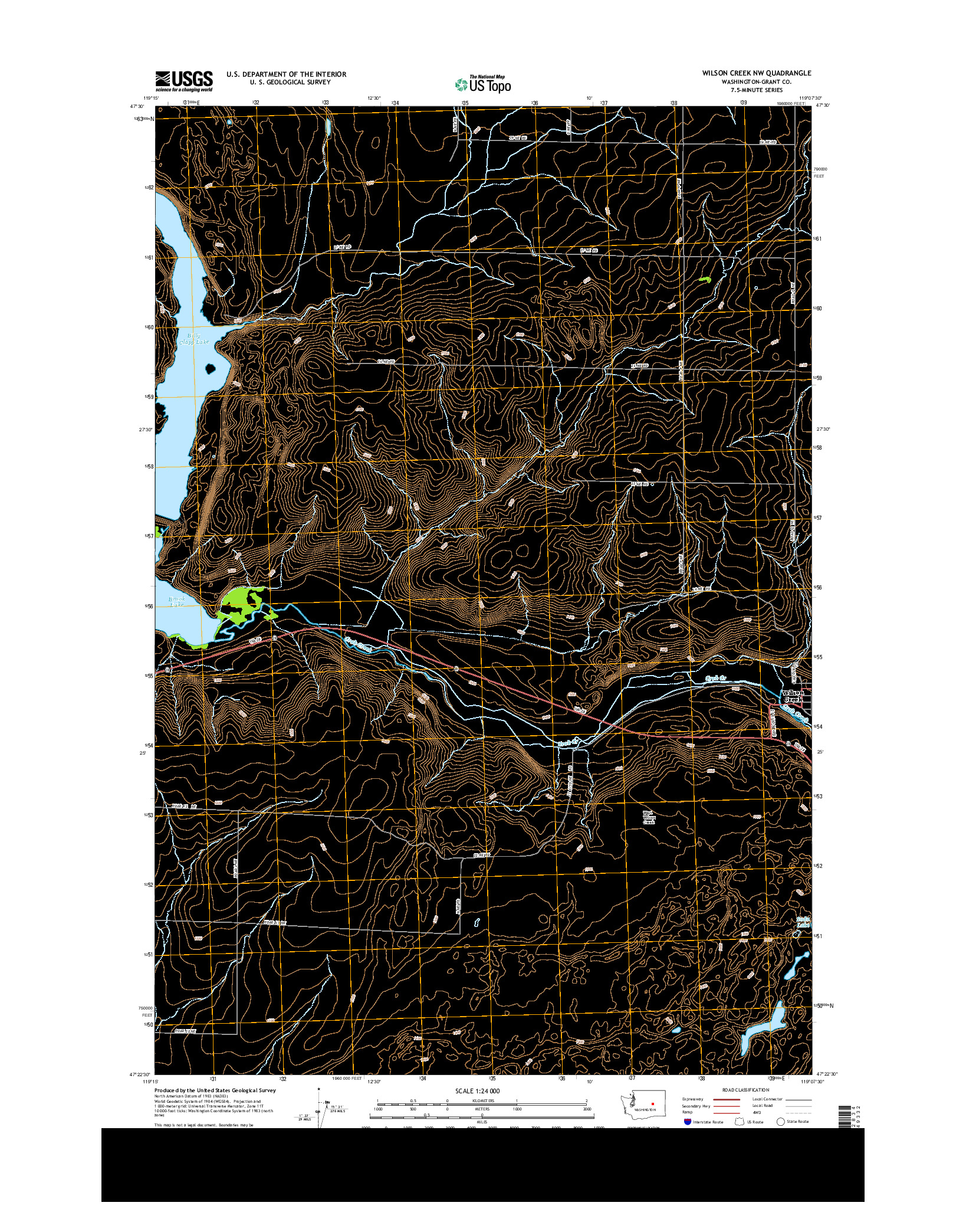 USGS US TOPO 7.5-MINUTE MAP FOR WILSON CREEK NW, WA 2014