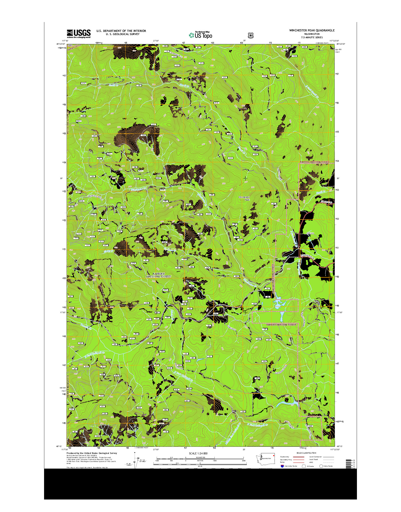 USGS US TOPO 7.5-MINUTE MAP FOR WINCHESTER PEAK, WA 2014