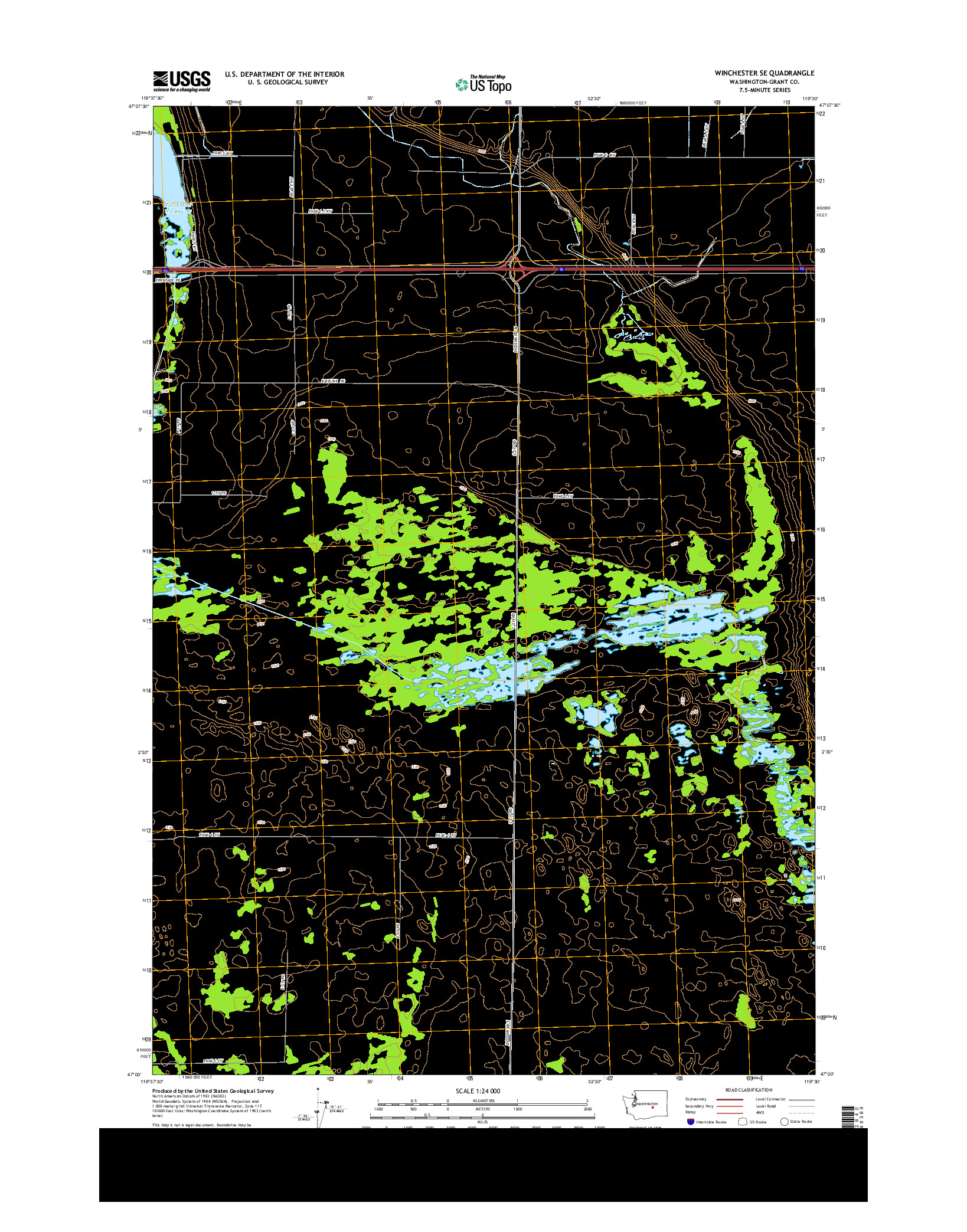 USGS US TOPO 7.5-MINUTE MAP FOR WINCHESTER SE, WA 2014