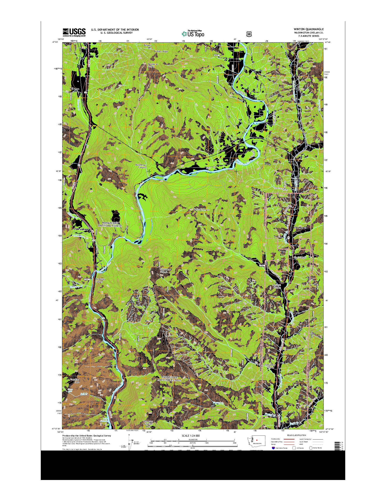 USGS US TOPO 7.5-MINUTE MAP FOR WINTON, WA 2014