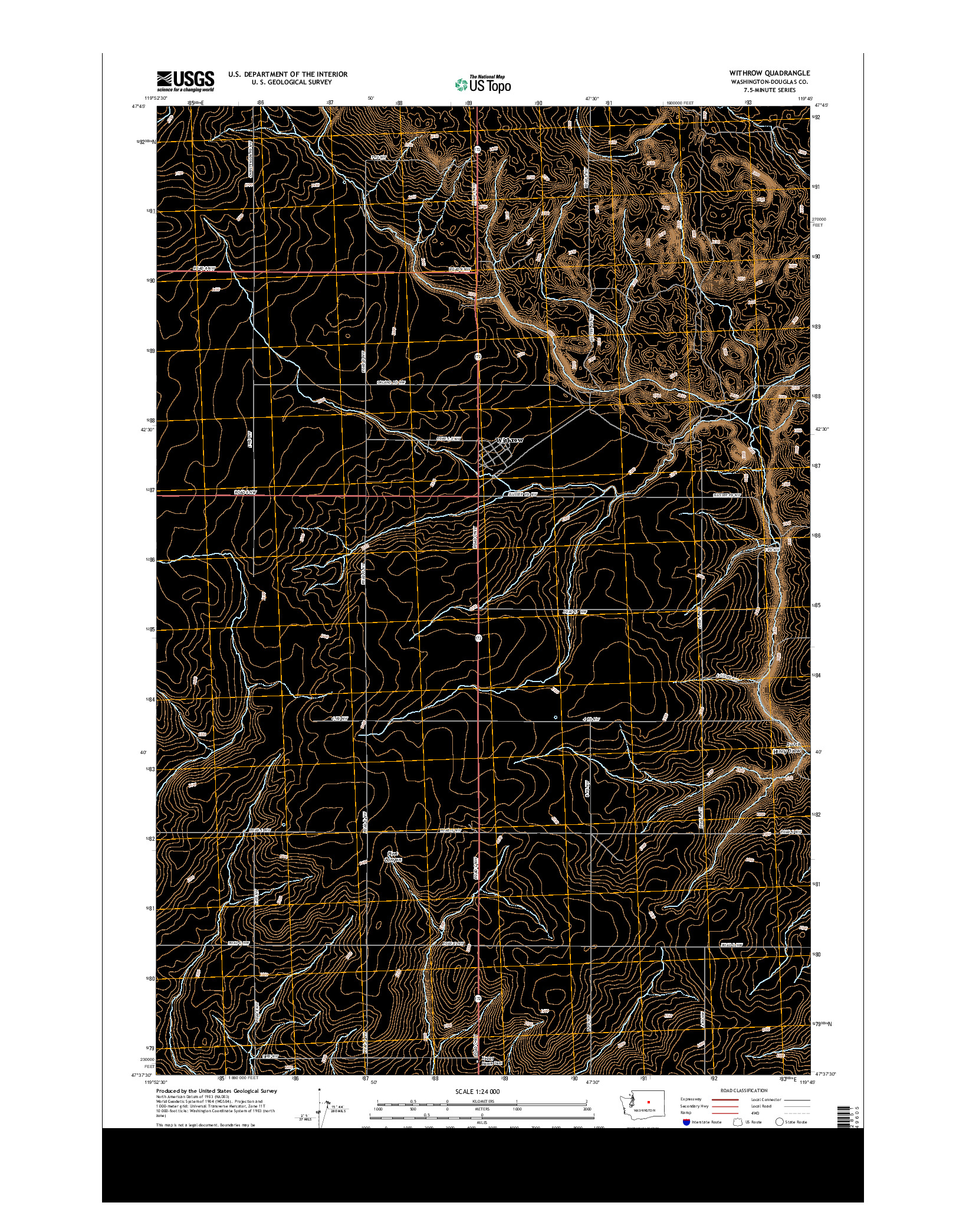 USGS US TOPO 7.5-MINUTE MAP FOR WITHROW, WA 2014