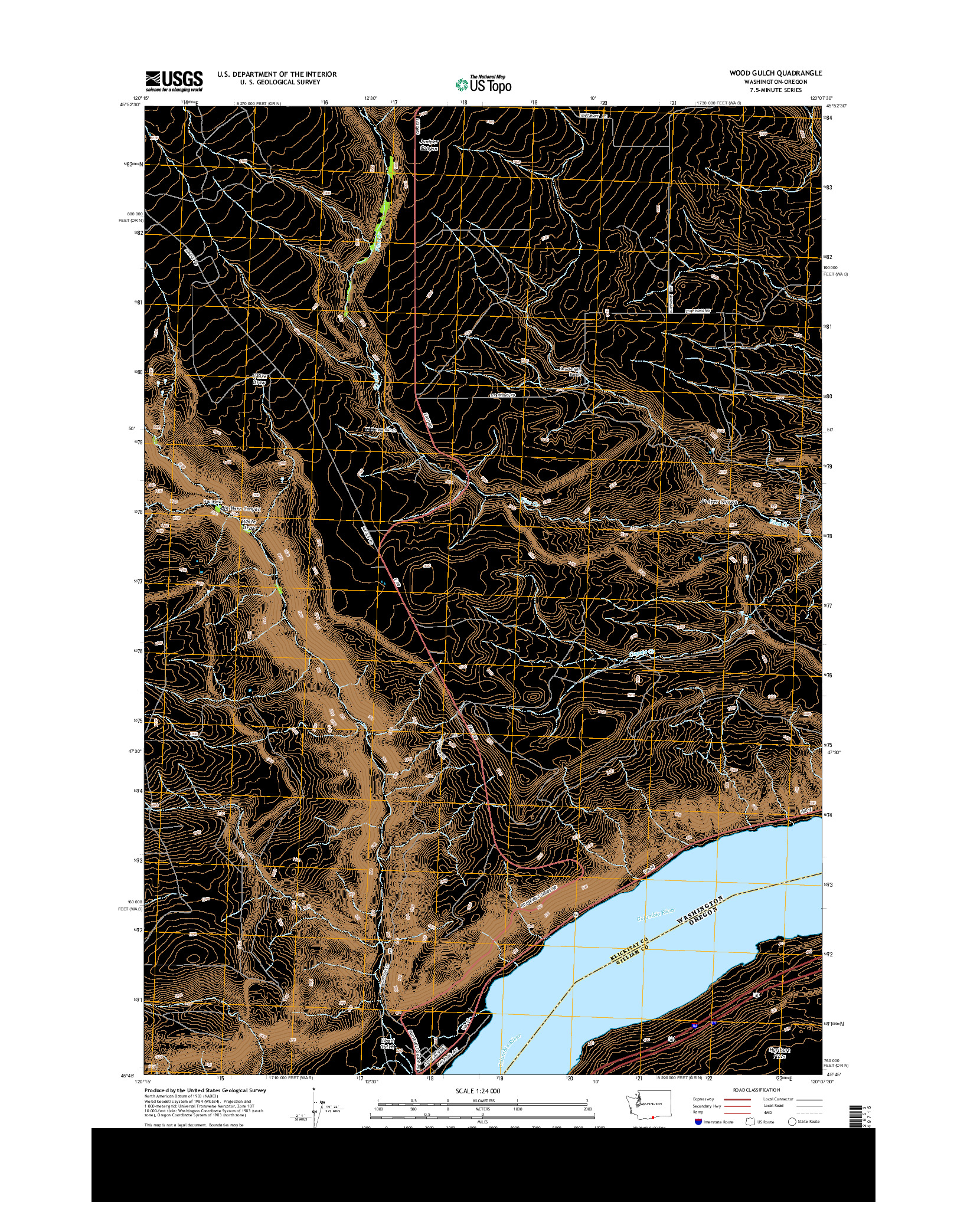 USGS US TOPO 7.5-MINUTE MAP FOR WOOD GULCH, WA-OR 2014