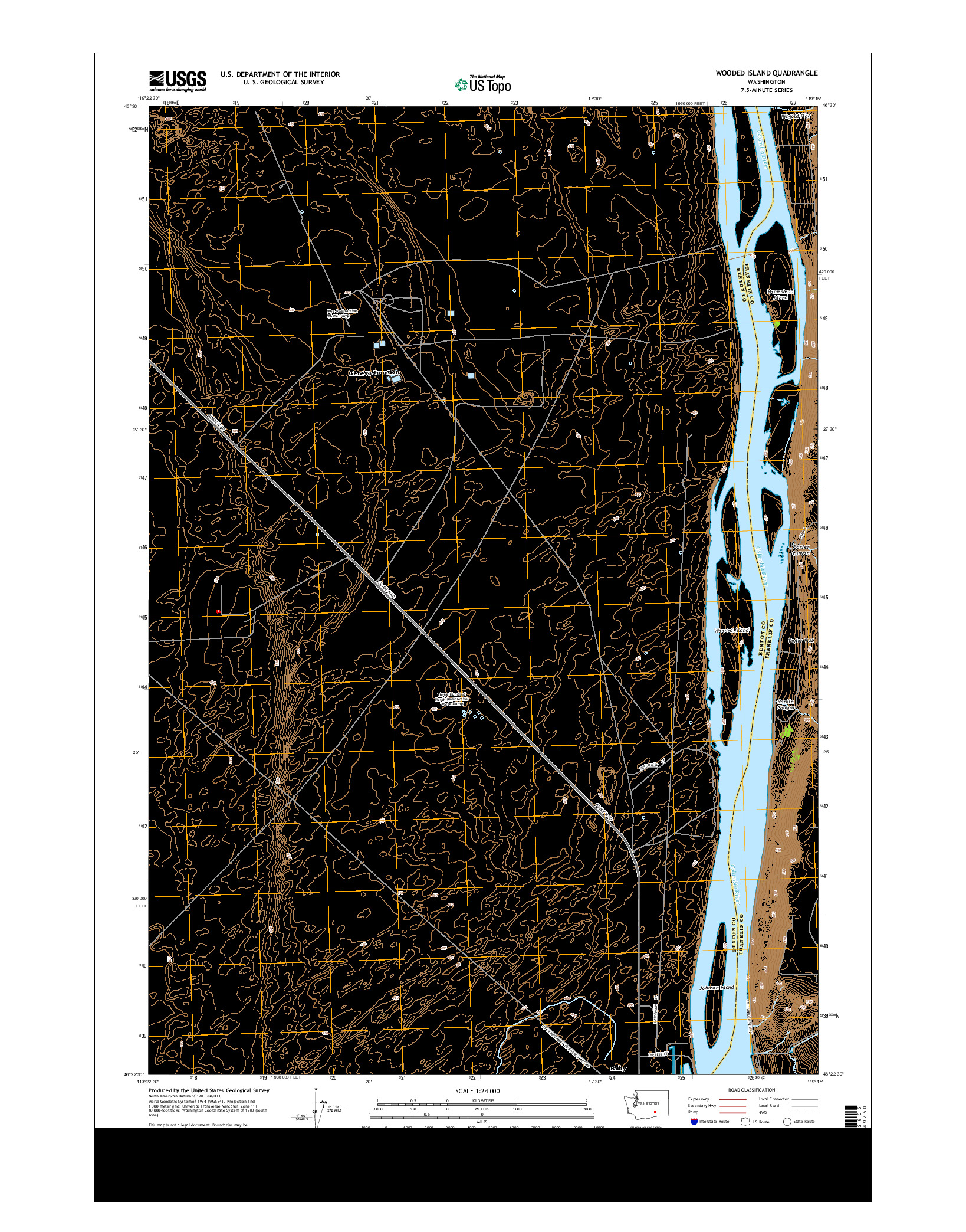 USGS US TOPO 7.5-MINUTE MAP FOR WOODED ISLAND, WA 2014