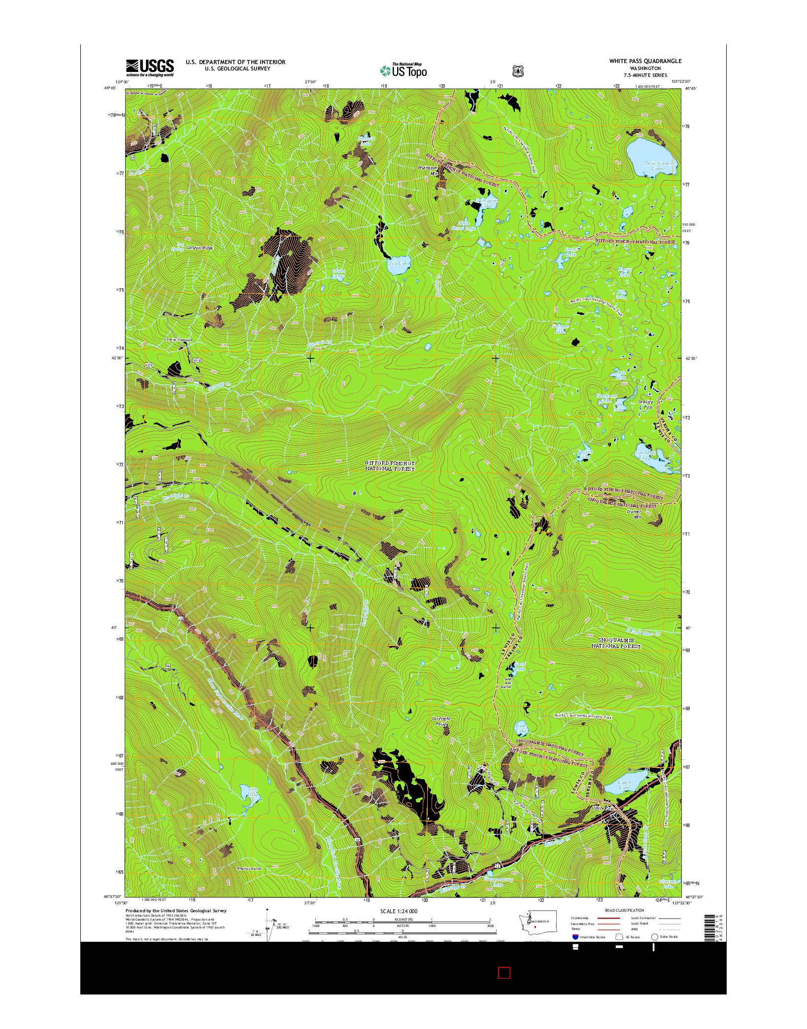 USGS US TOPO 7.5-MINUTE MAP FOR WHITE PASS, WA 2014