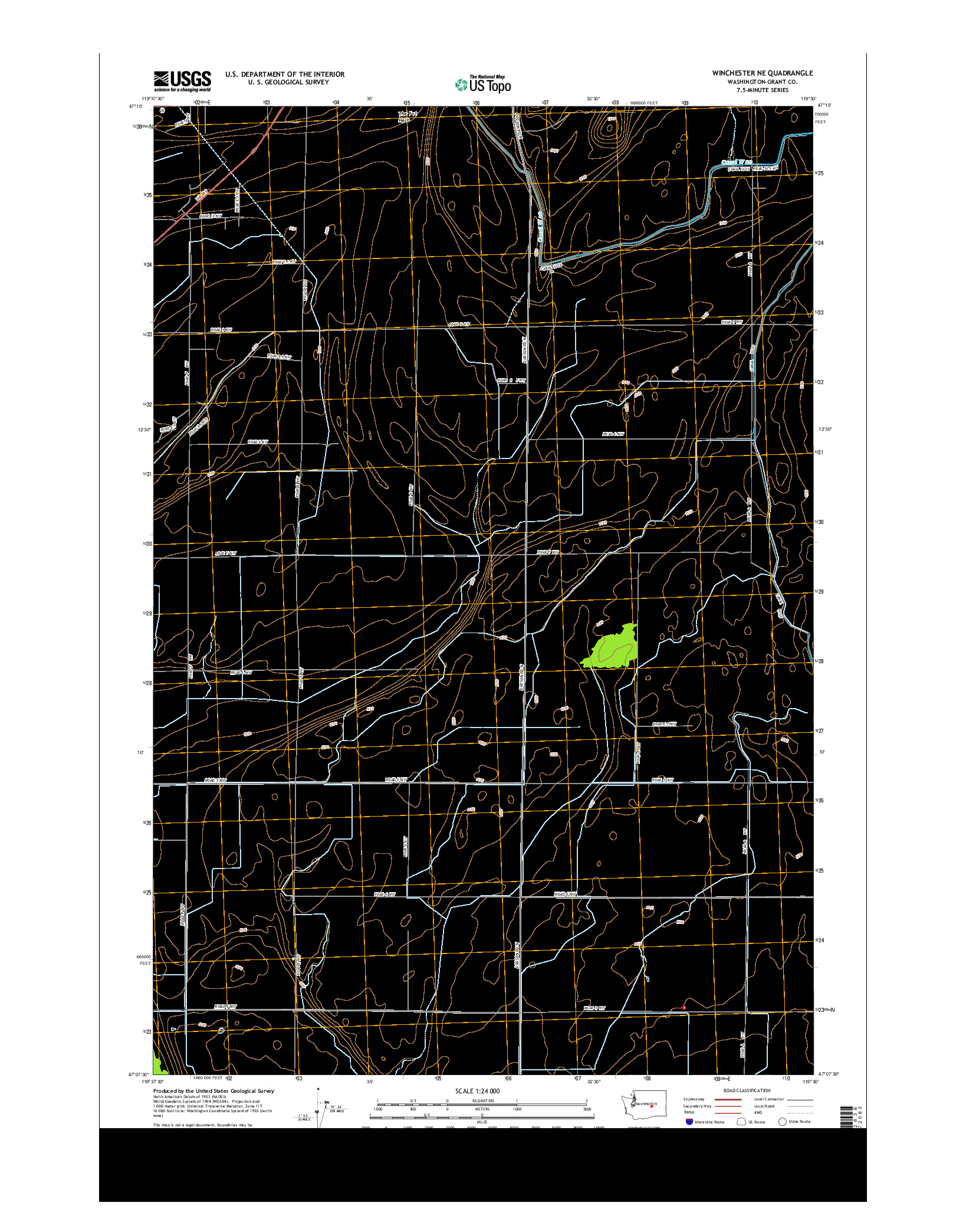 USGS US TOPO 7.5-MINUTE MAP FOR WINCHESTER NE, WA 2014