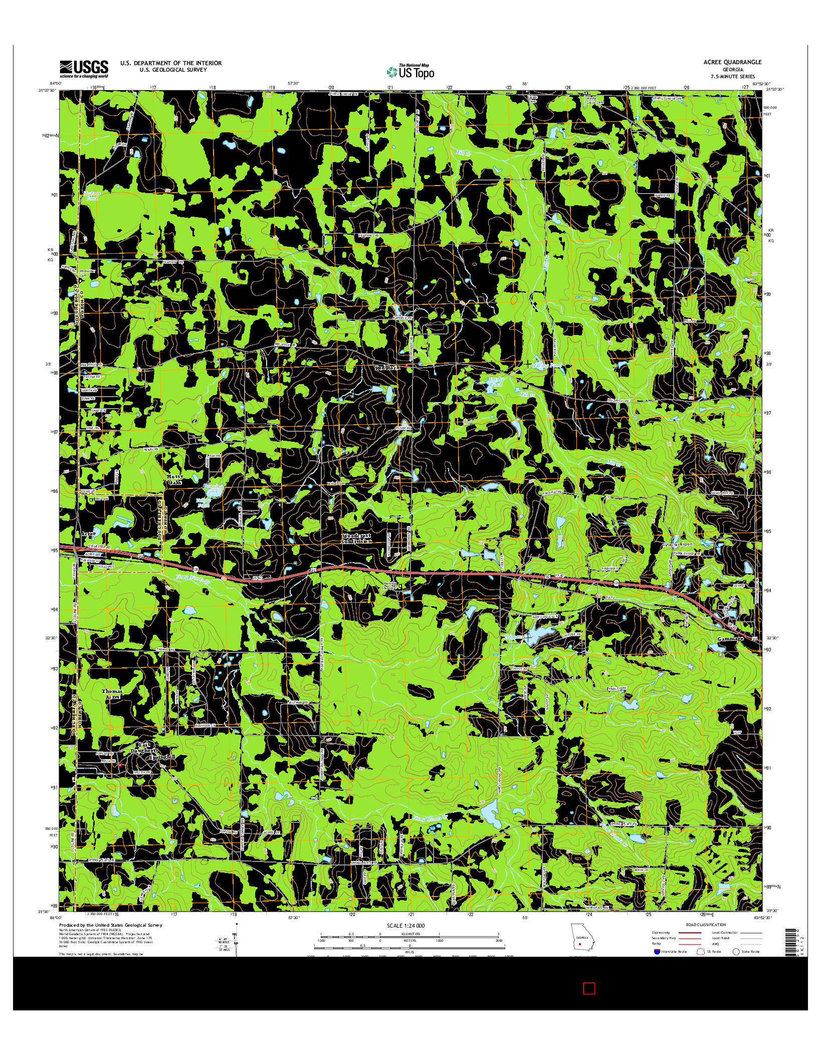 USGS US TOPO 7.5-MINUTE MAP FOR ACREE, GA 2014