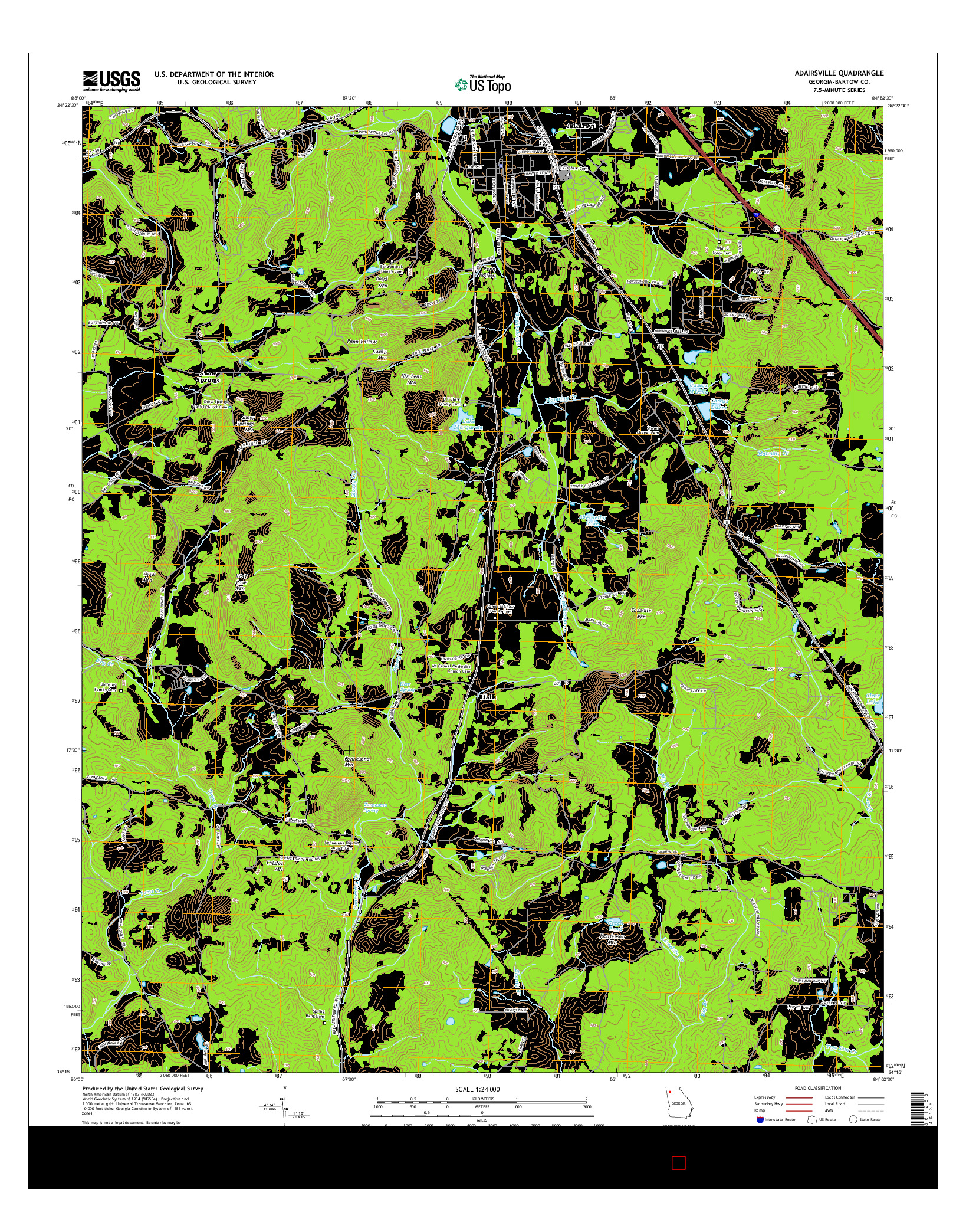 USGS US TOPO 7.5-MINUTE MAP FOR ADAIRSVILLE, GA 2014