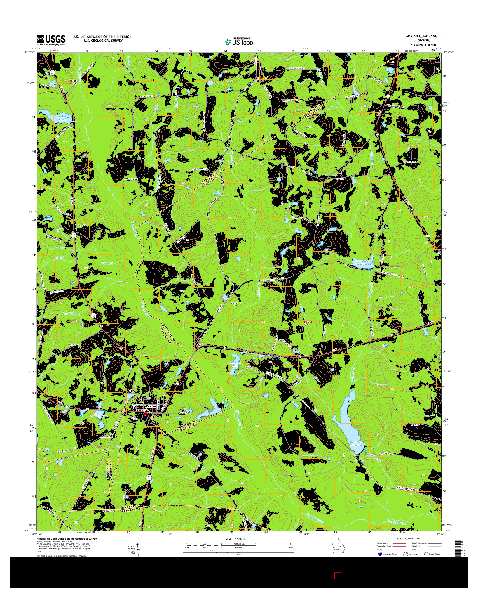 USGS US TOPO 7.5-MINUTE MAP FOR ADRIAN, GA 2014