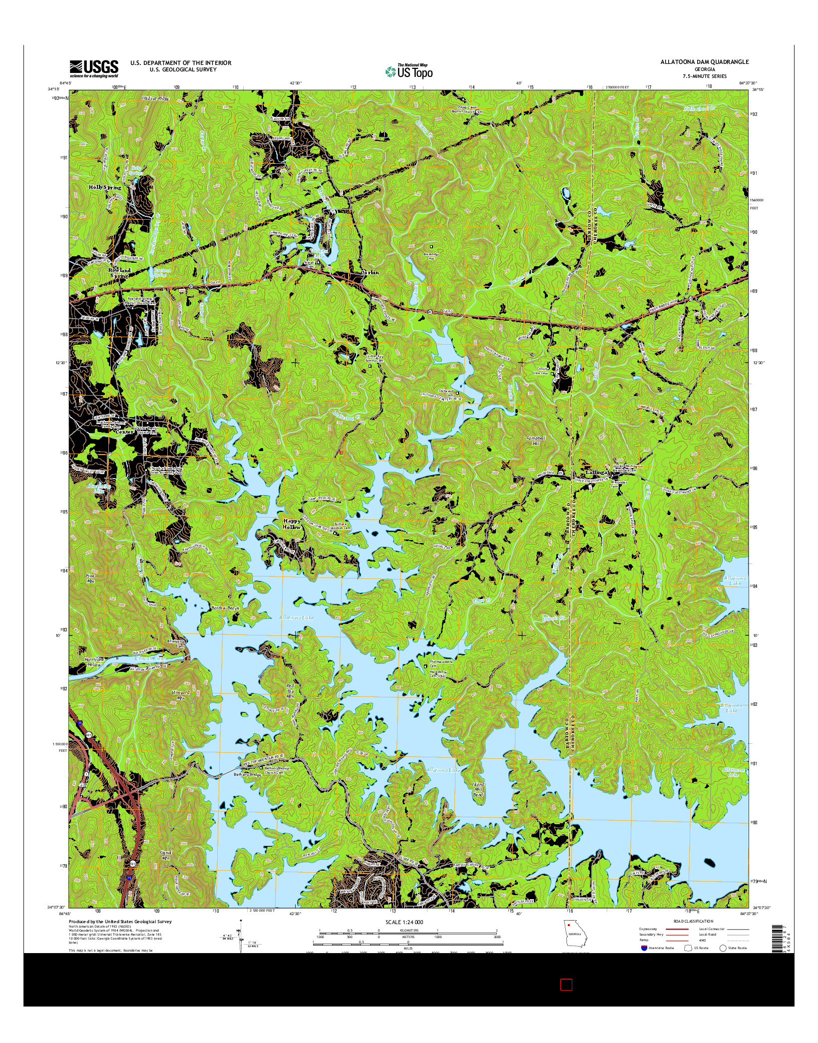 USGS US TOPO 7.5-MINUTE MAP FOR ALLATOONA DAM, GA 2014