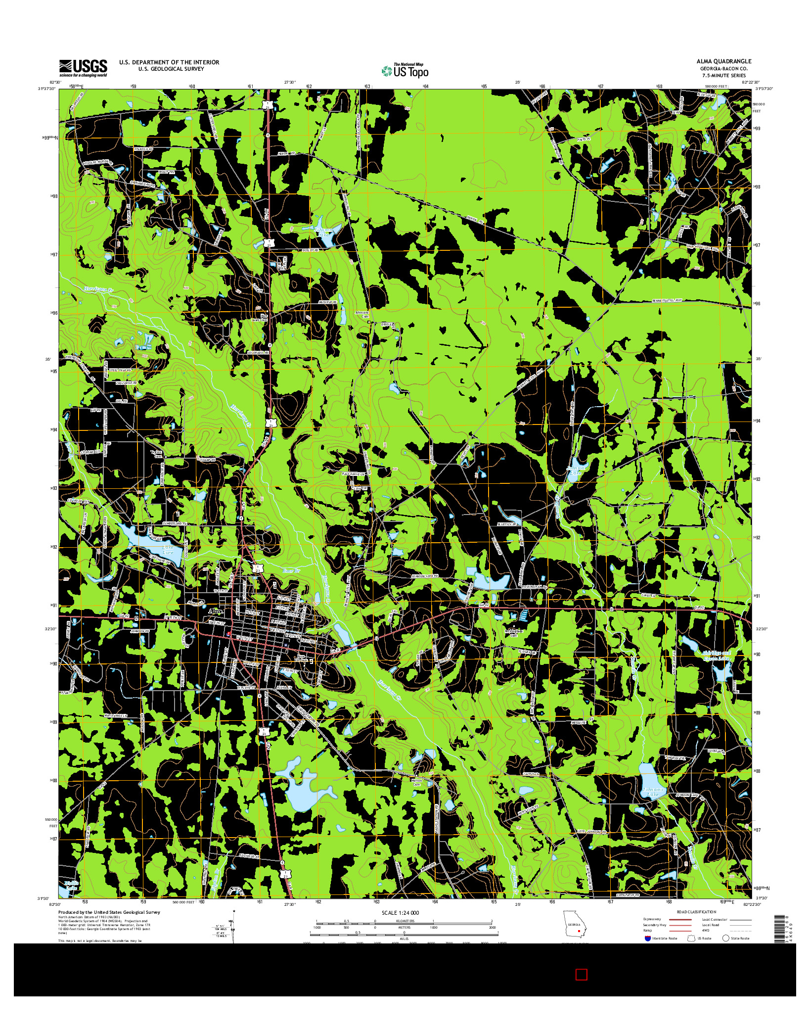 USGS US TOPO 7.5-MINUTE MAP FOR ALMA, GA 2014