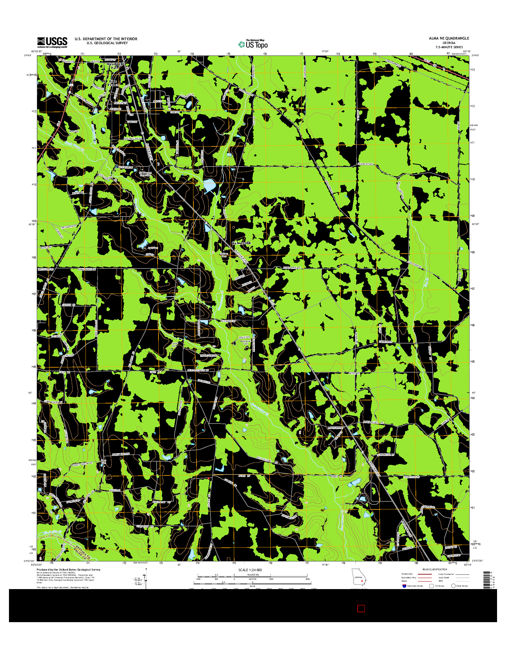 USGS US TOPO 7.5-MINUTE MAP FOR ALMA NE, GA 2014