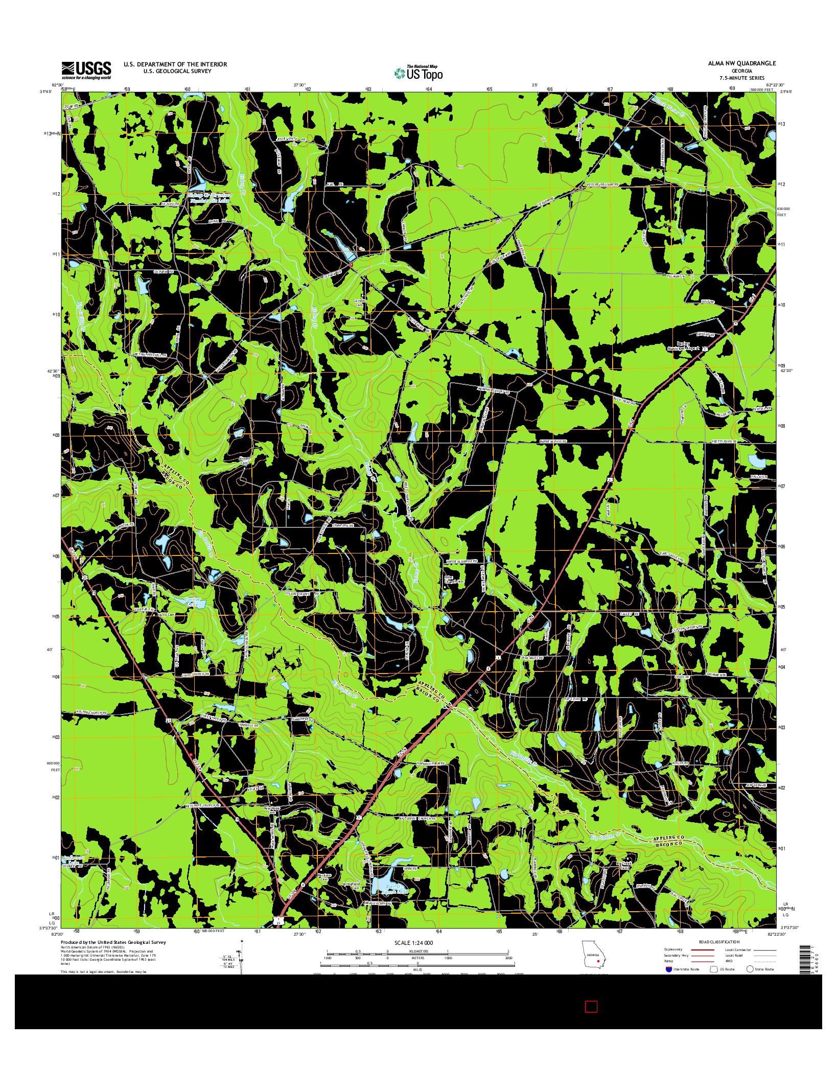 USGS US TOPO 7.5-MINUTE MAP FOR ALMA NW, GA 2014