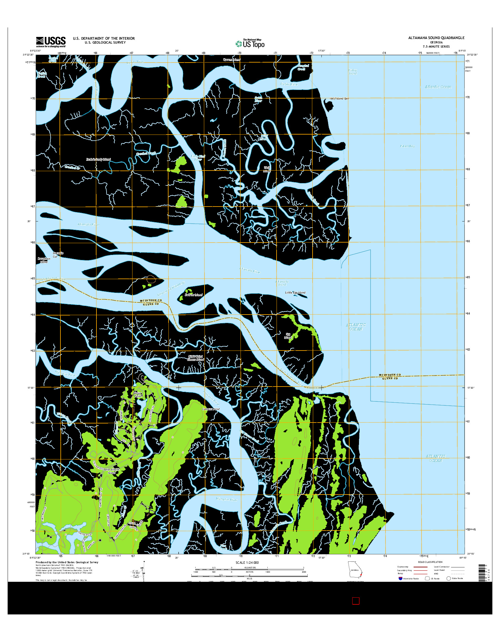 USGS US TOPO 7.5-MINUTE MAP FOR ALTAMAHA SOUND, GA 2014