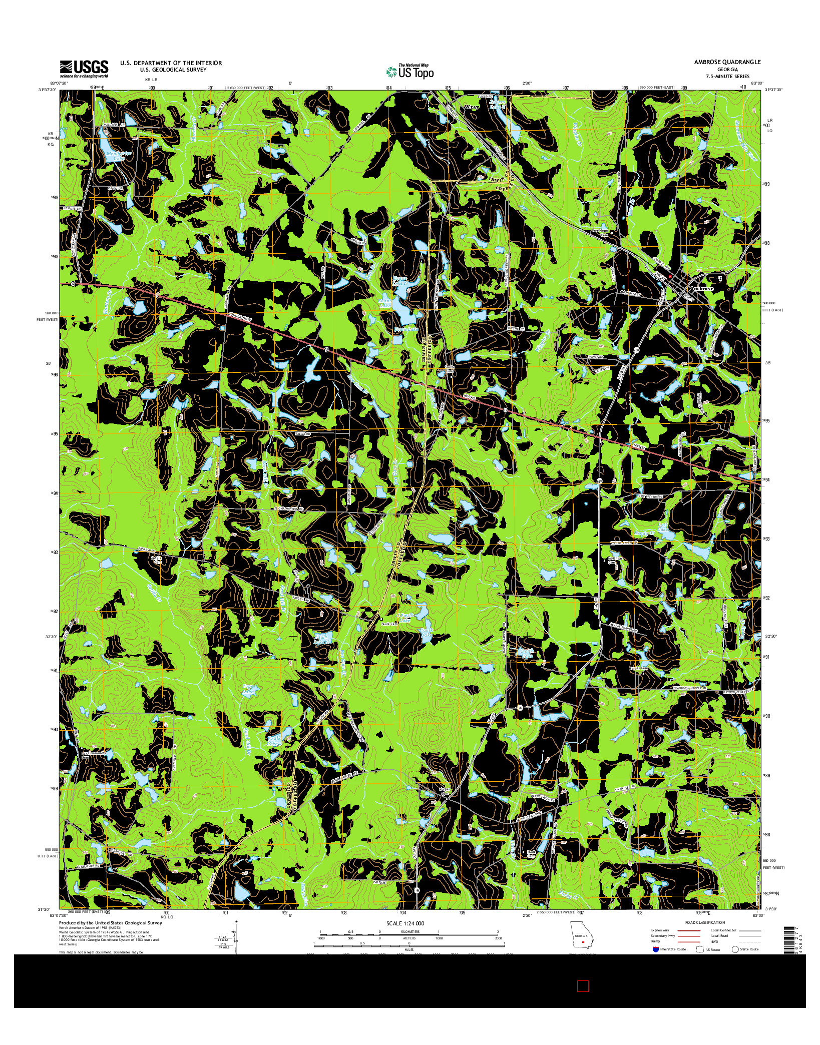 USGS US TOPO 7.5-MINUTE MAP FOR AMBROSE, GA 2014