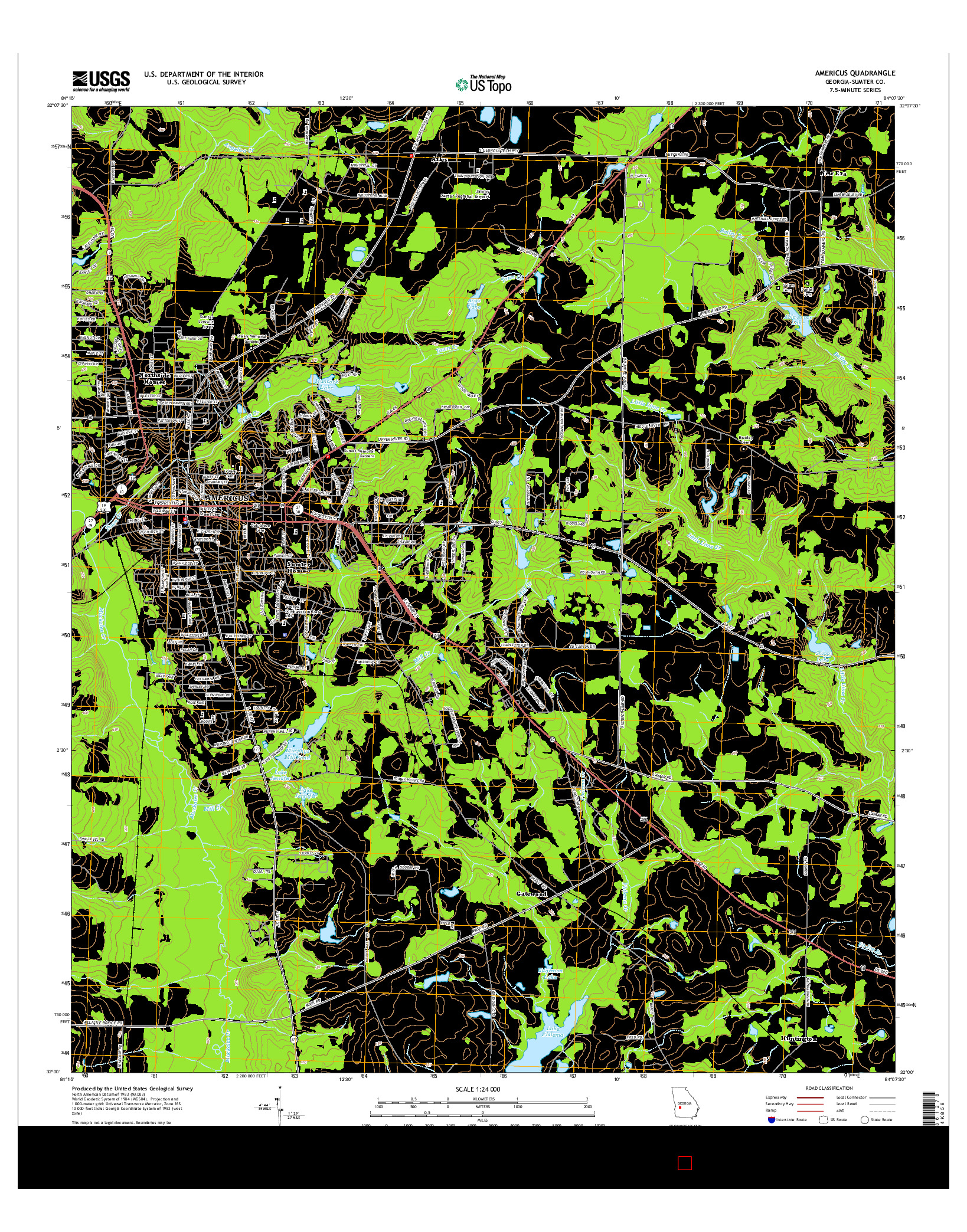 USGS US TOPO 7.5-MINUTE MAP FOR AMERICUS, GA 2014