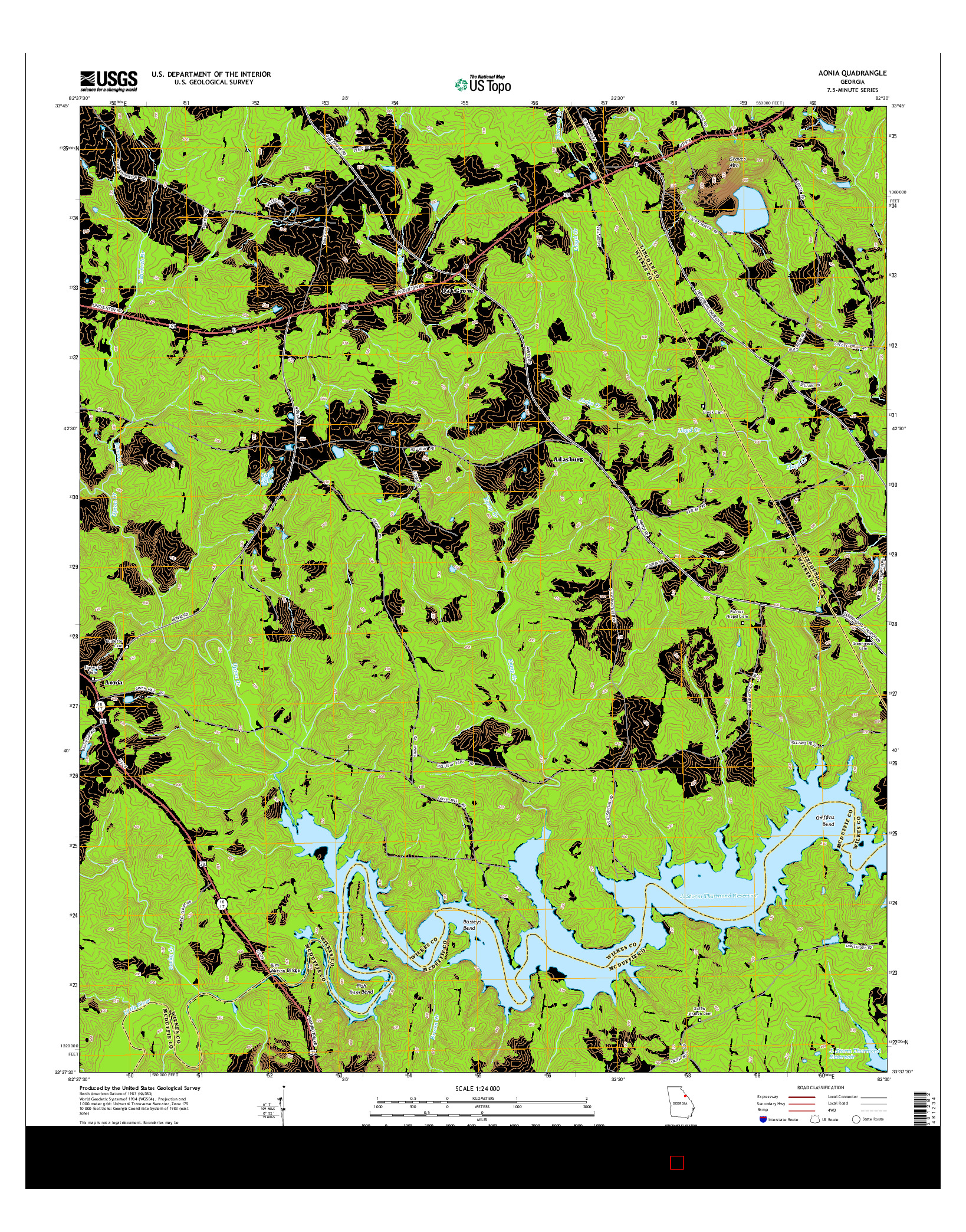 USGS US TOPO 7.5-MINUTE MAP FOR AONIA, GA 2014