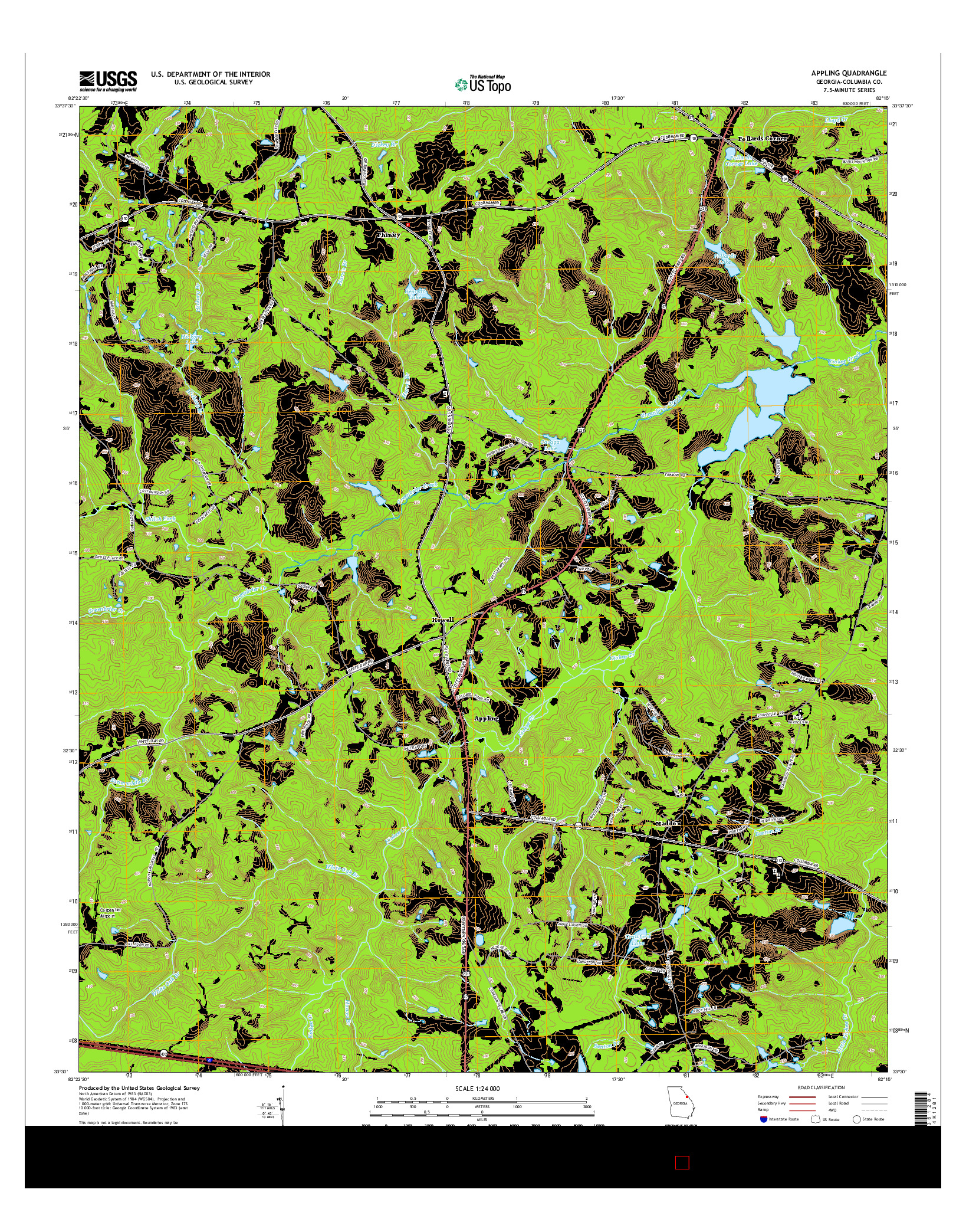 USGS US TOPO 7.5-MINUTE MAP FOR APPLING, GA 2014