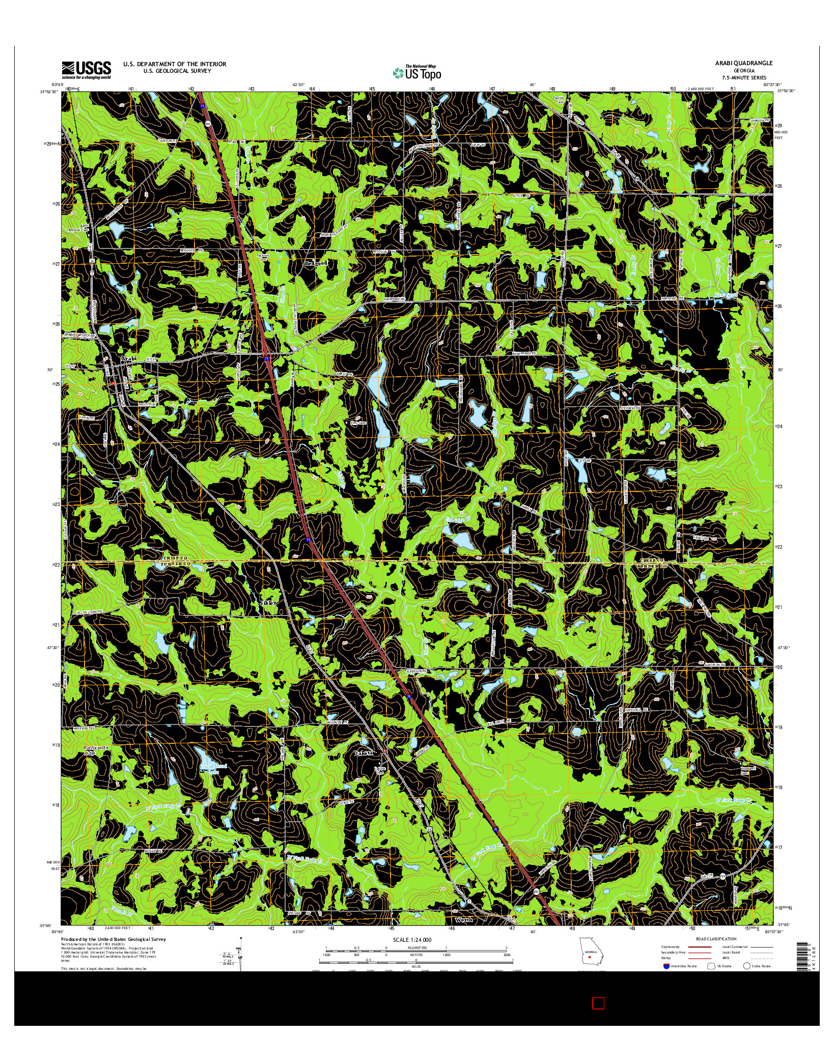 USGS US TOPO 7.5-MINUTE MAP FOR ARABI, GA 2014