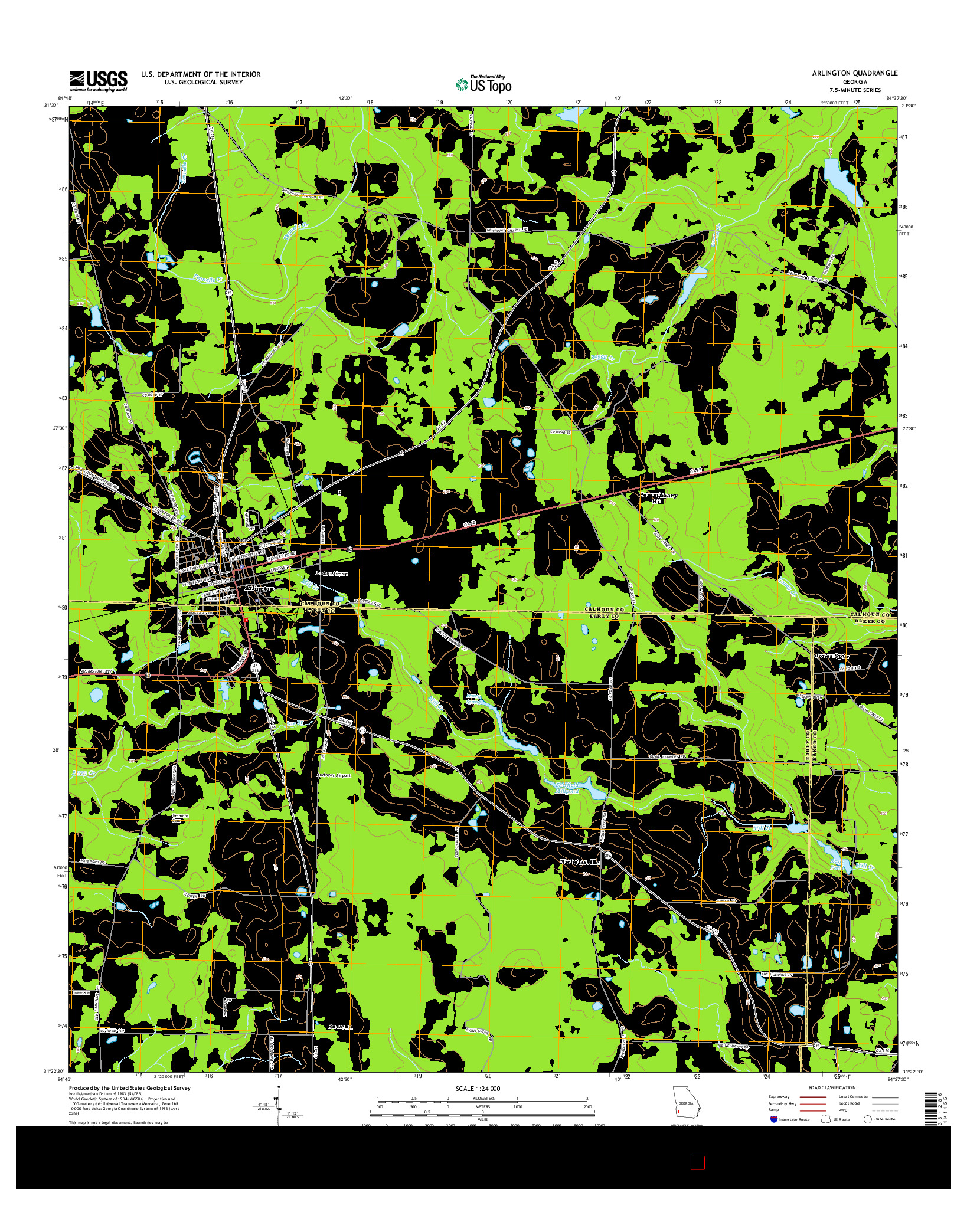 USGS US TOPO 7.5-MINUTE MAP FOR ARLINGTON, GA 2014
