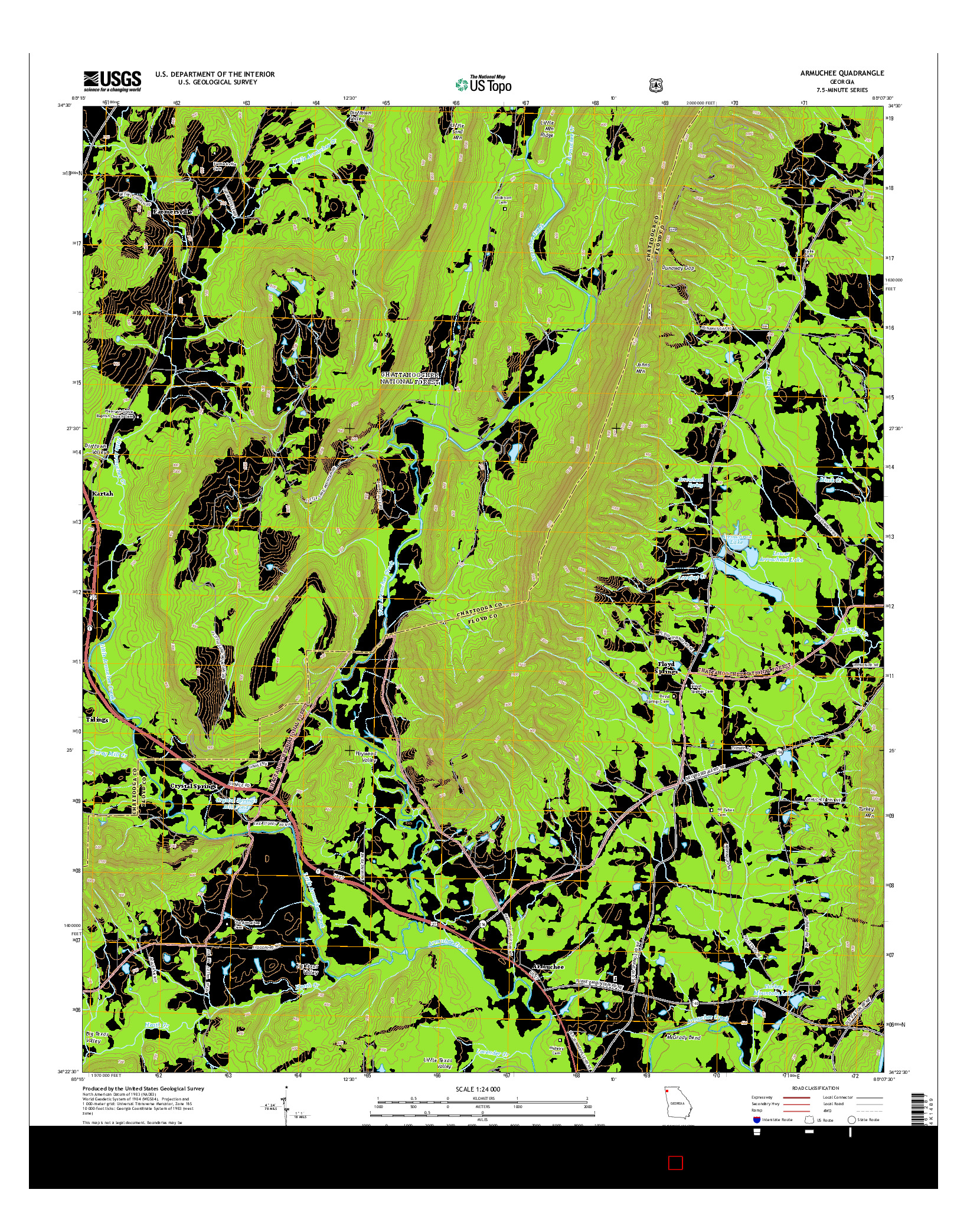 USGS US TOPO 7.5-MINUTE MAP FOR ARMUCHEE, GA 2014