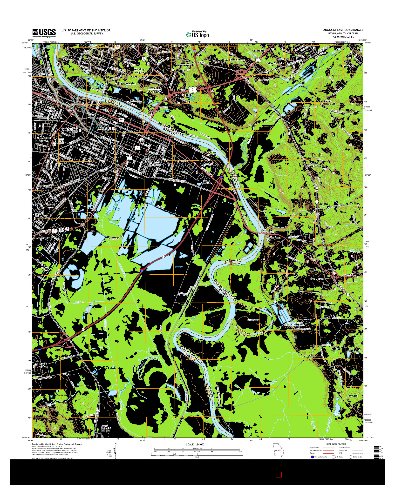 USGS US TOPO 7.5-MINUTE MAP FOR AUGUSTA EAST, GA-SC 2014