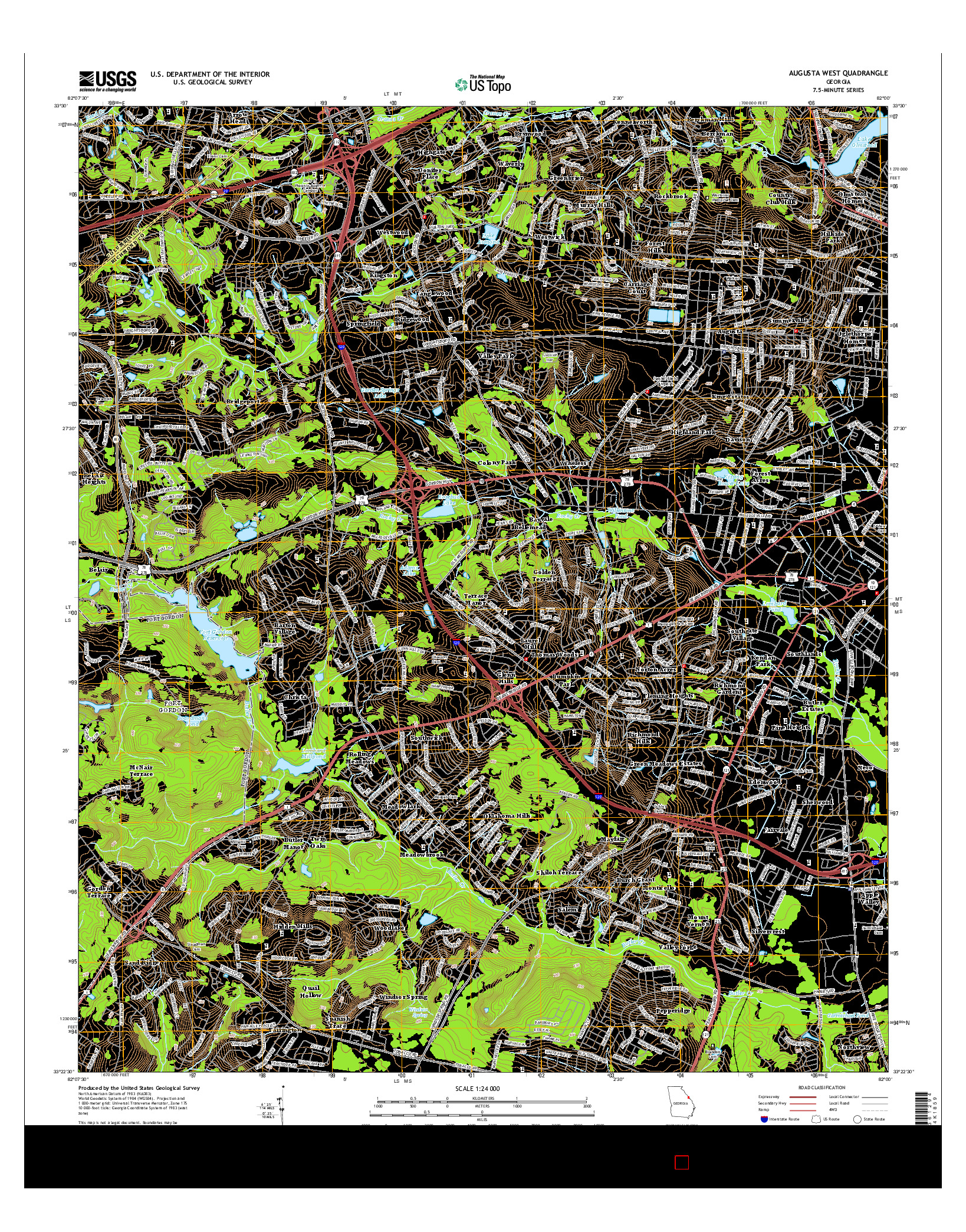 USGS US TOPO 7.5-MINUTE MAP FOR AUGUSTA WEST, GA 2014