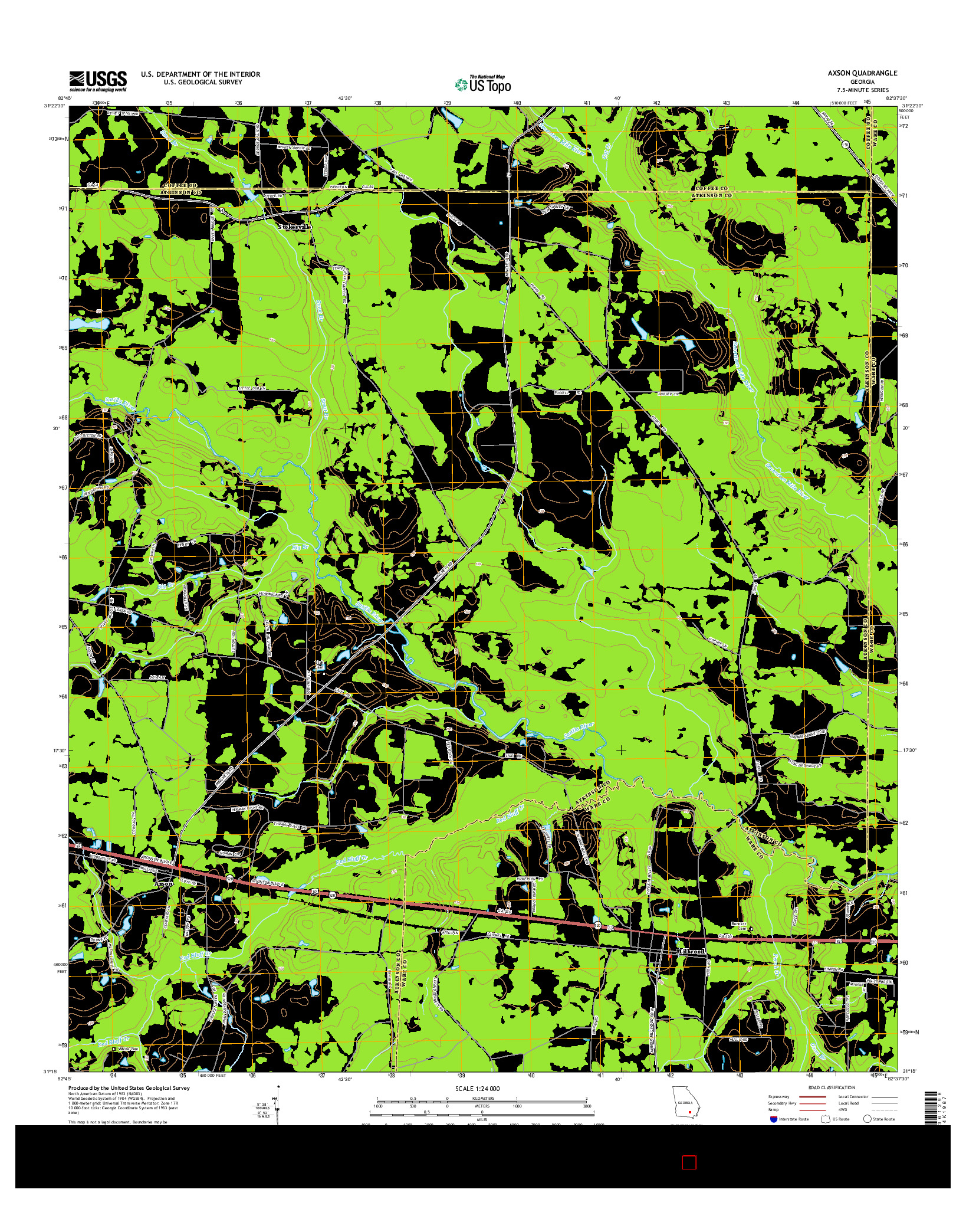 USGS US TOPO 7.5-MINUTE MAP FOR AXSON, GA 2014