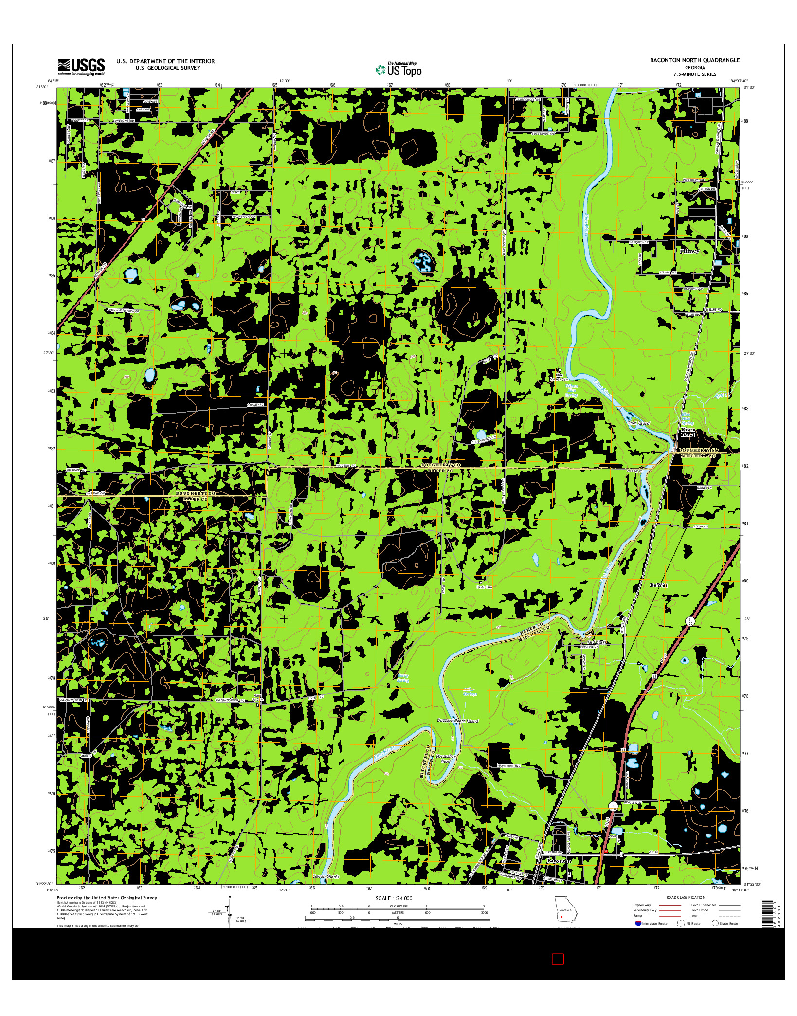 USGS US TOPO 7.5-MINUTE MAP FOR BACONTON NORTH, GA 2014