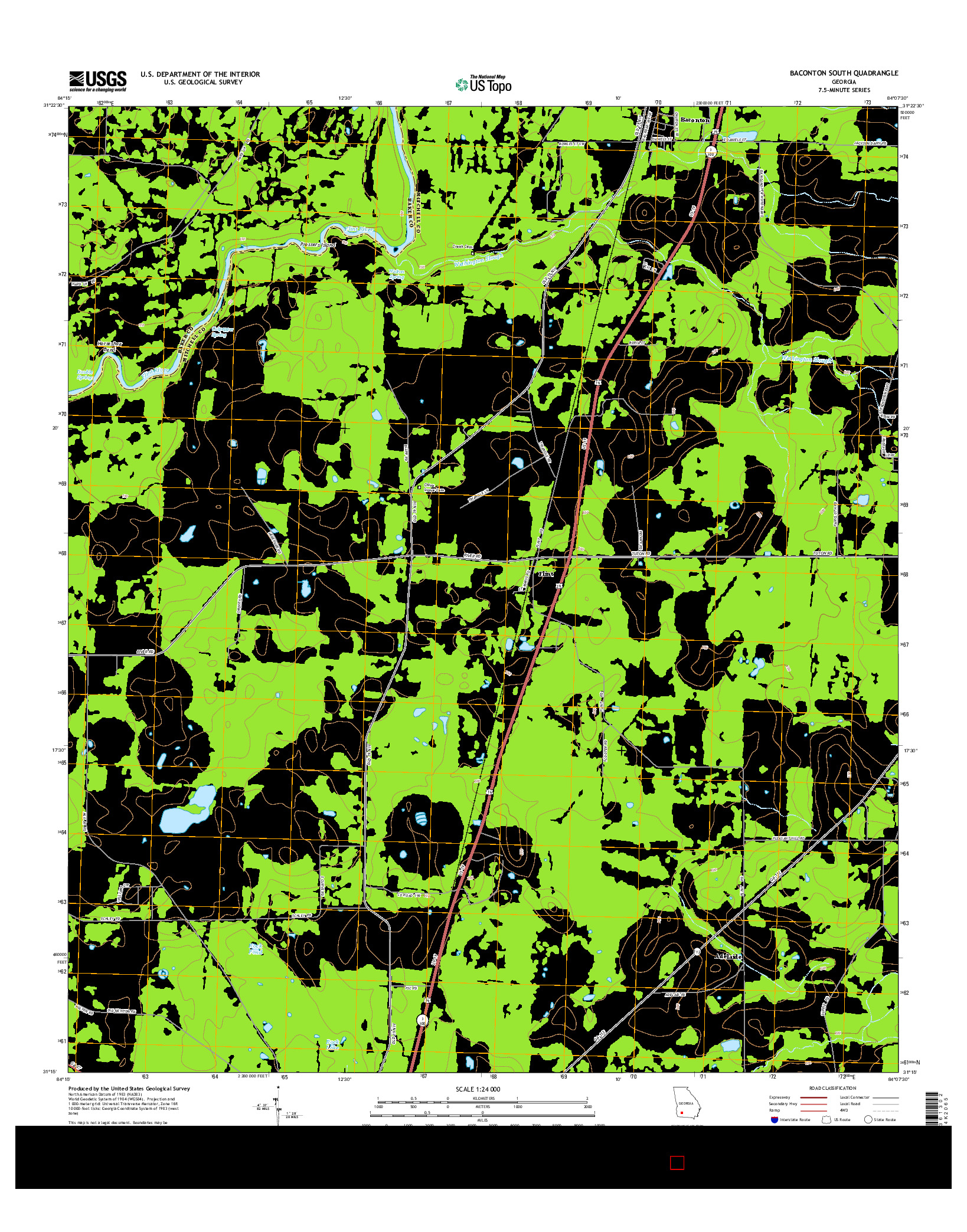 USGS US TOPO 7.5-MINUTE MAP FOR BACONTON SOUTH, GA 2014