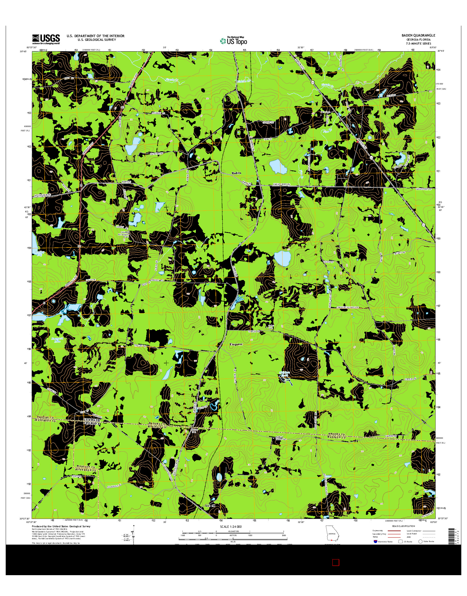 USGS US TOPO 7.5-MINUTE MAP FOR BADEN, GA-FL 2014